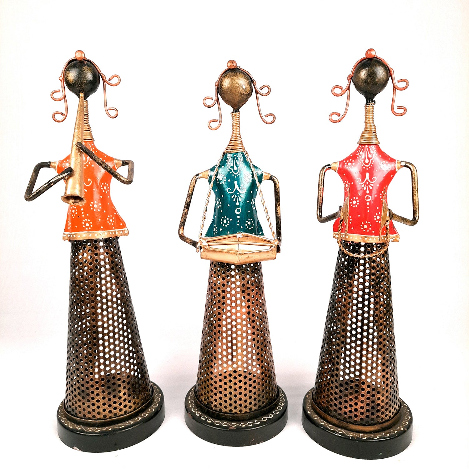 Tealight Holder - Musician Design | T Light Candle Holder - For Table & Shelf Decor - 14 inch (Set of 3) - Apkamart