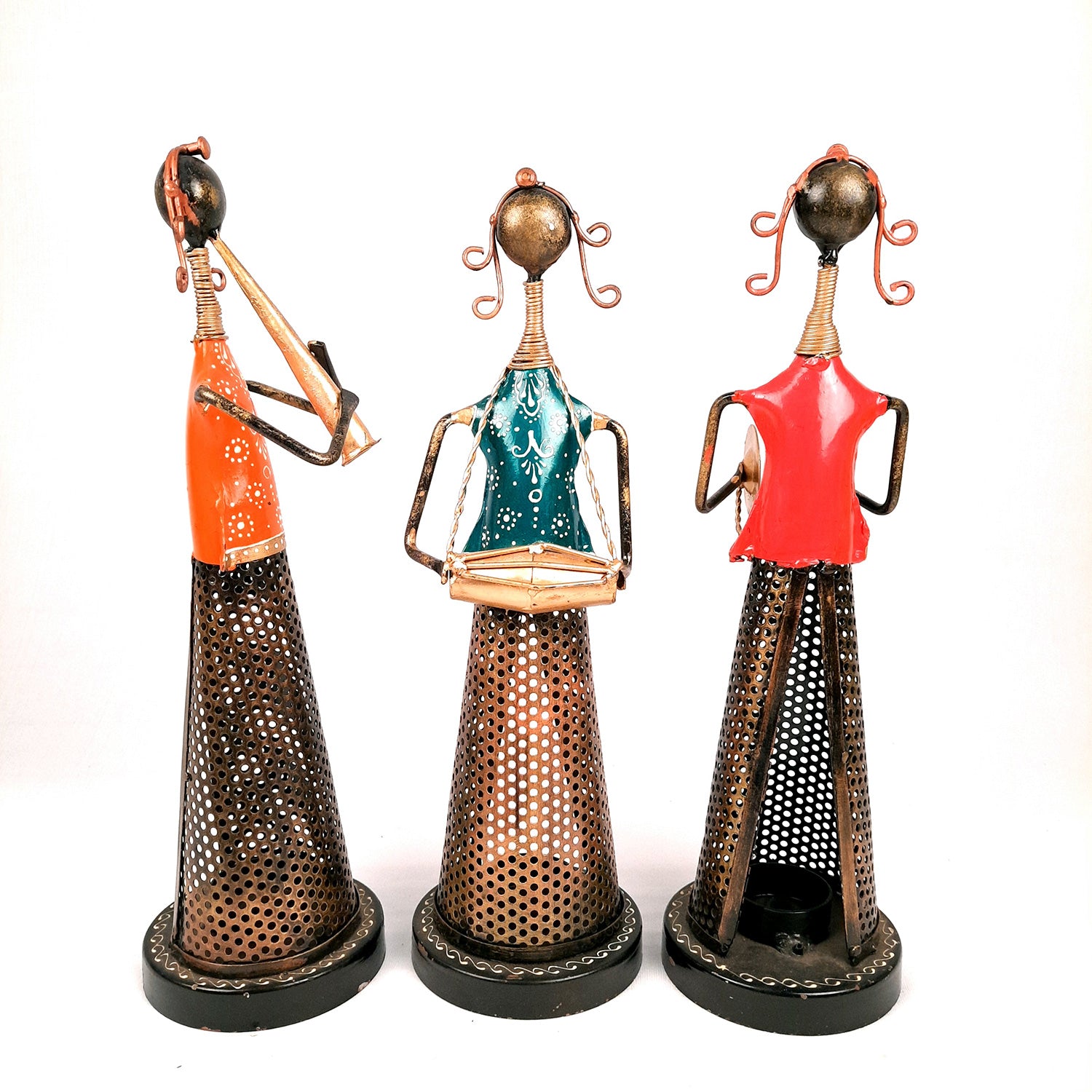 Tealight Holder - Musician Design | T Light Candle Holder - For Table & Shelf Decor - 14 inch (Set of 3) - Apkamart