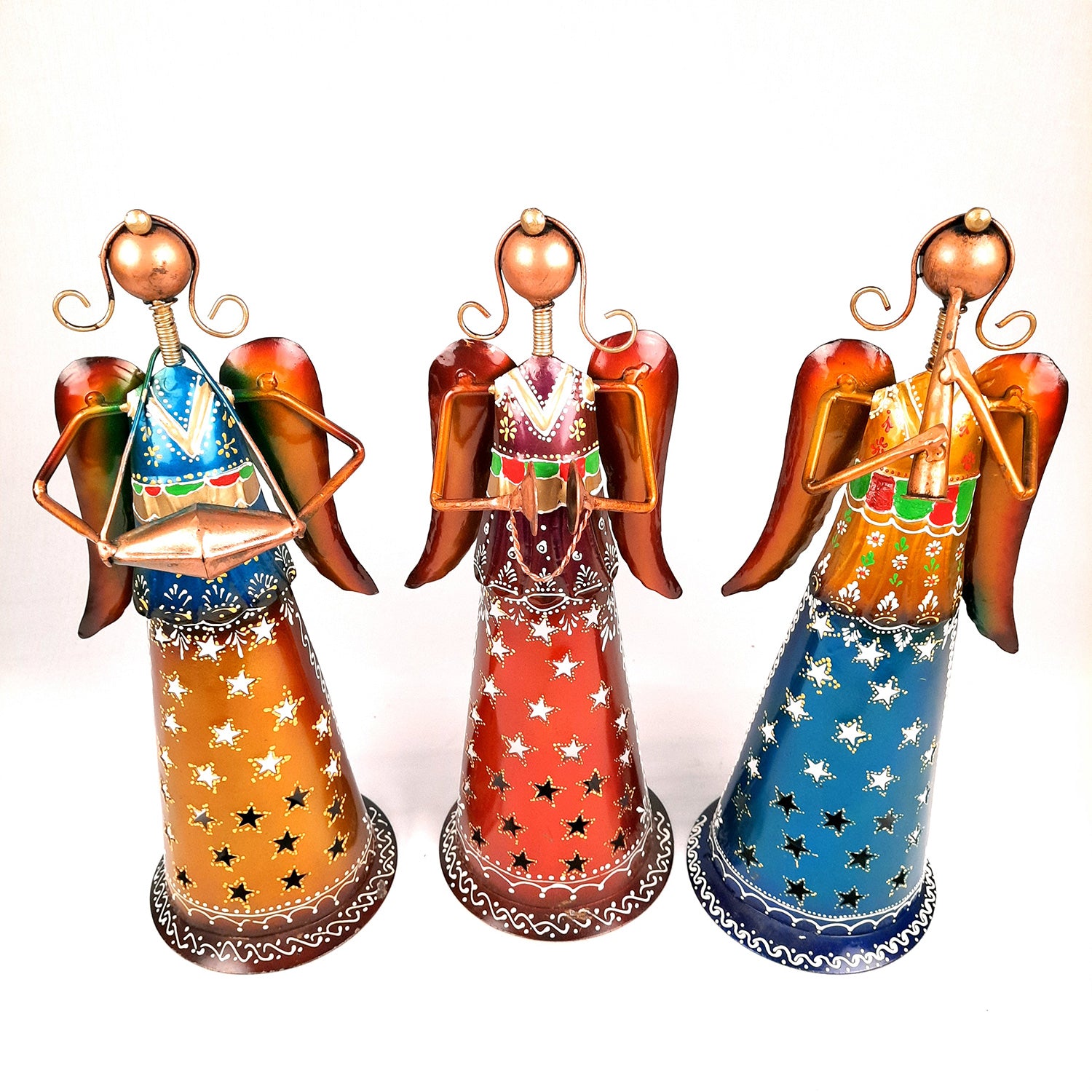 Tealight Holder Cum Decorative Showpiece - Angel Design | T Light Candle Holder - for Table, Shelf, Home, Living Room Decor & Gifts - 13 Inch (Set of 3)