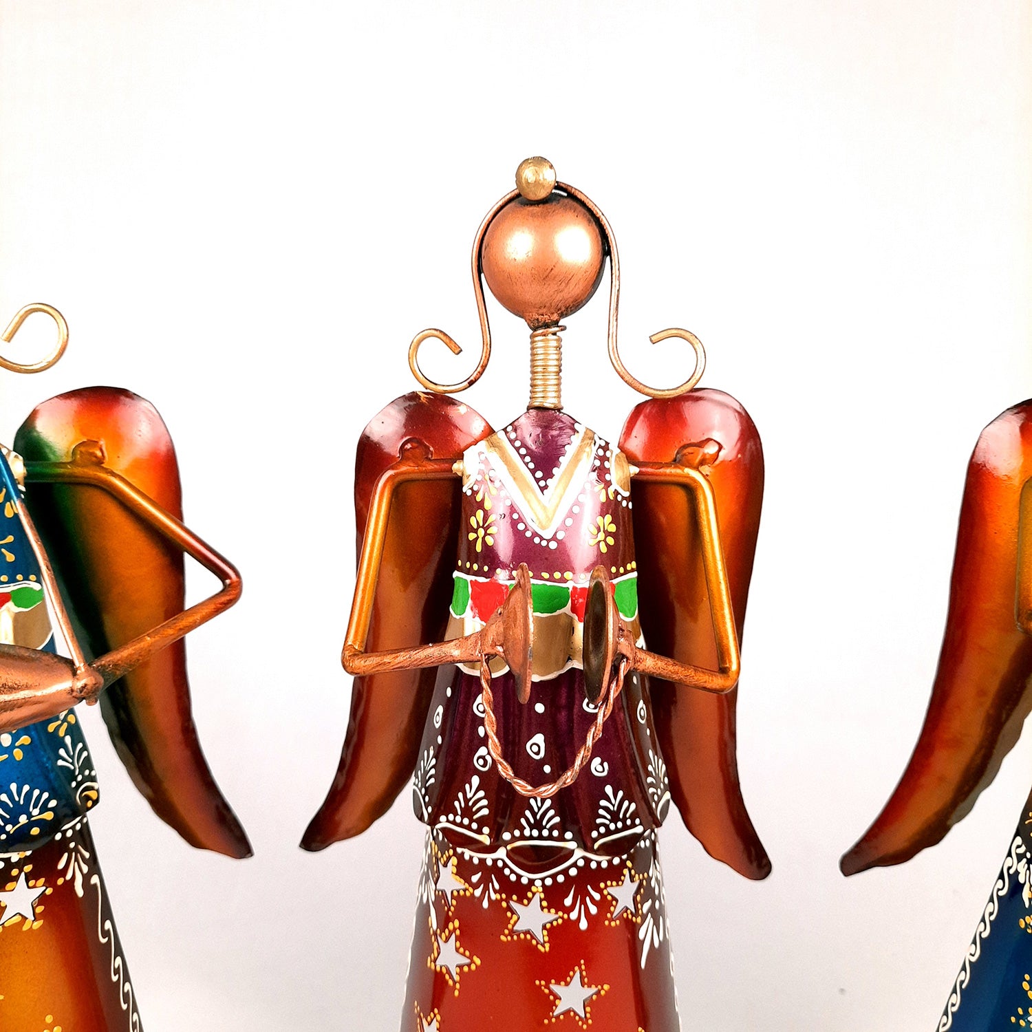 Tealight Holder Cum Decorative Showpiece - Angel Design | T Light Candle Holder - for Table, Shelf, Home, Living Room Decor & Gifts - 13 Inch (Set of 3)