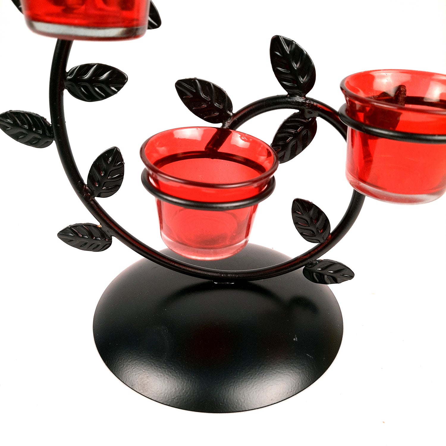 Tea Light Candle Holder With 4 Glass Votive | T Light Stand - for Living Room, Table, Home Decor & Gifts - 17 Inch - Apkamart