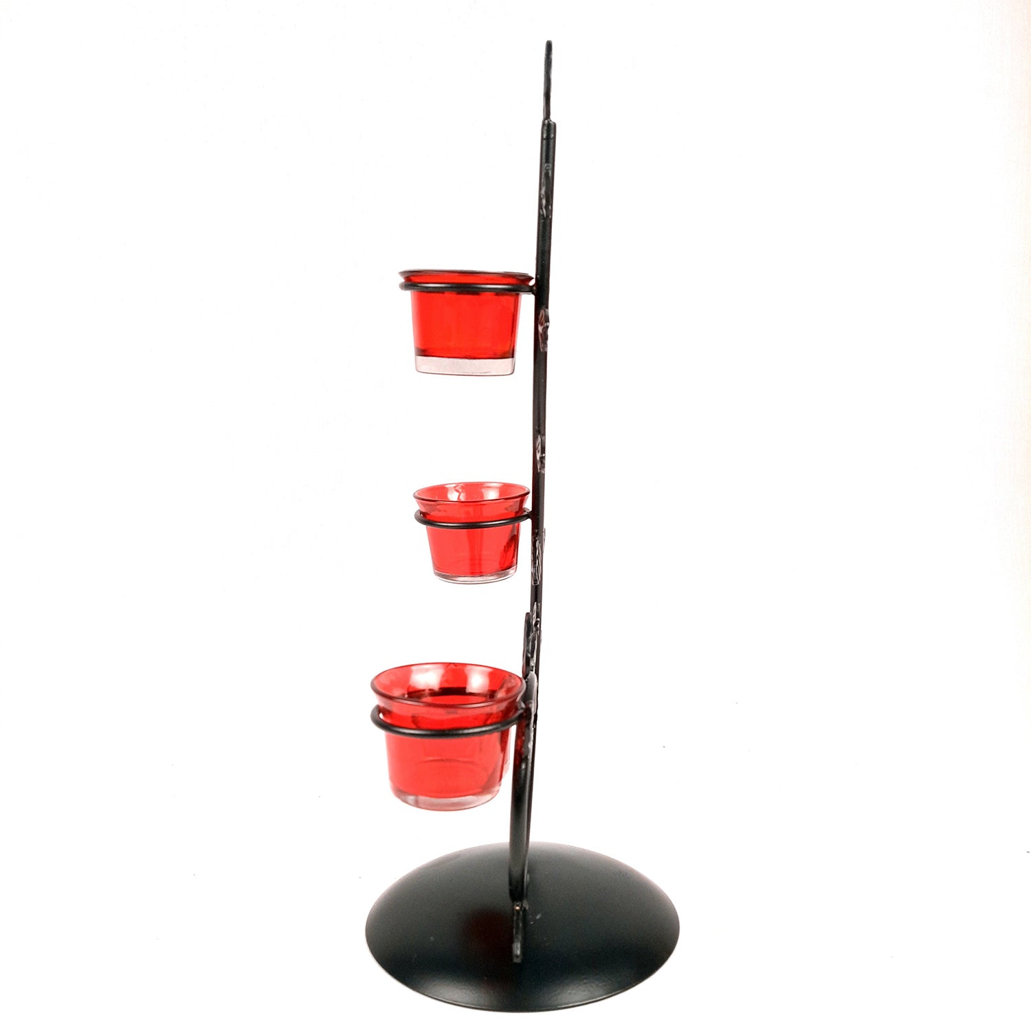 Tea Light Candle Holder With 4 Glass Votive | T Light Stand - for Living Room, Table, Home Decor & Gifts - 17 Inch - Apkamart