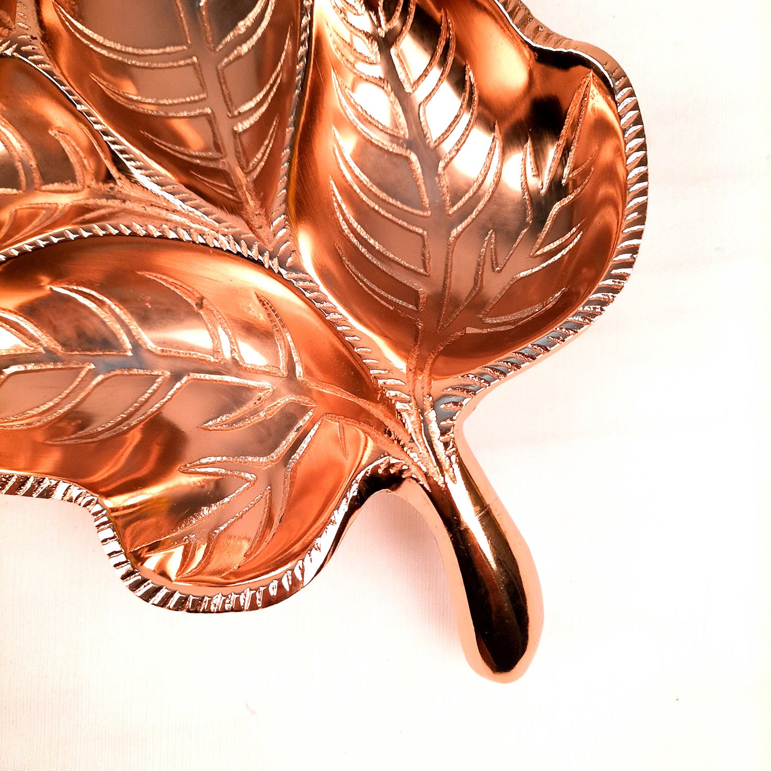 Dry Fruit Serving Tray - Leaf Design | Snacks / Mukhwas Plate With Multiple Sections - For Dining Table, Home Decor | Festival & Diwali Gift - 7 Inch - Apkamart