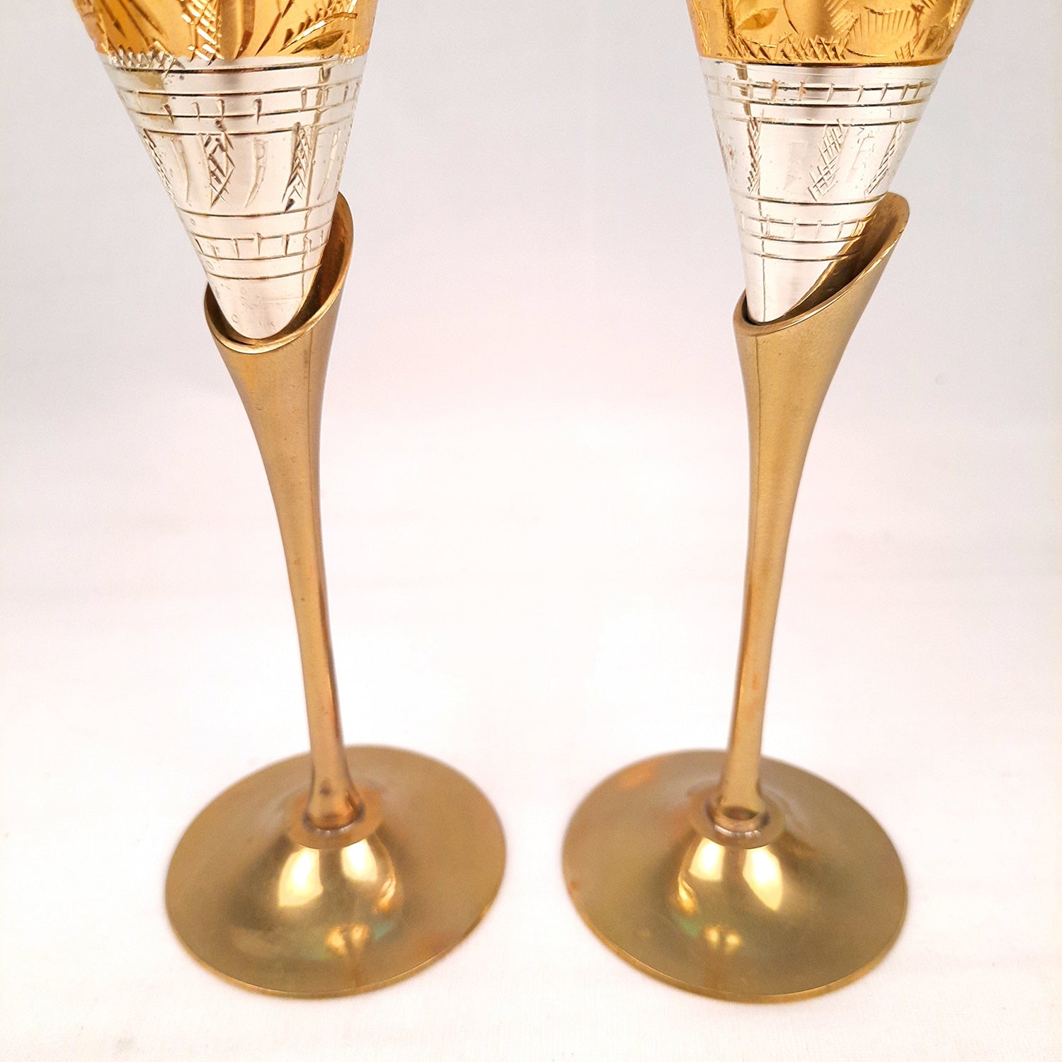 Wine Glasses Set | Champagne Glass - Gold Coated Steel Unbreakable - For Dining Table, Home Decor & Party Serveware | Gift for Men, Diwali Housewarming & Festival Gift (Set of 2) - Apkamart