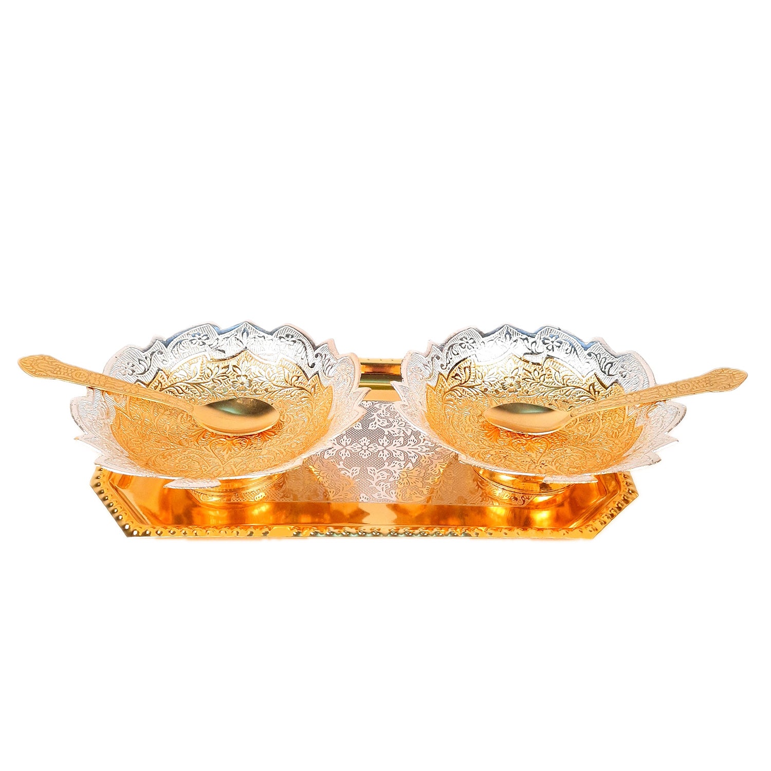 Dessert Bowl Set | Dry Fruit Serving Tray | Mukhwas / Mouth Freshener Serving Bowls - For Serving, Dining Table, Diwali Gift Set - Apkamart