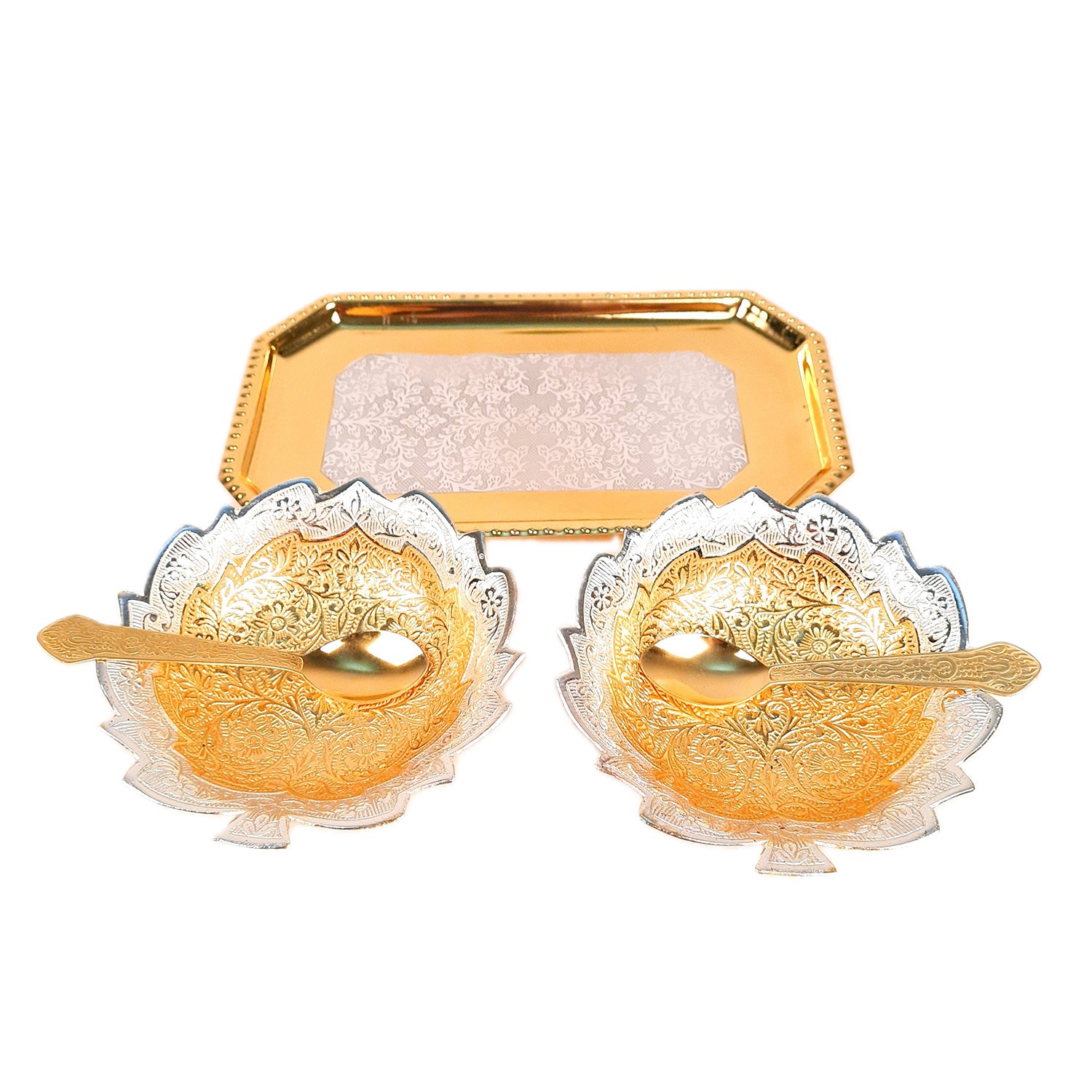 Dessert Bowl Set | Dry Fruit Serving Tray | Mukhwas / Mouth Freshener Serving Bowls - For Serving, Dining Table, Diwali Gift Set - Apkamart