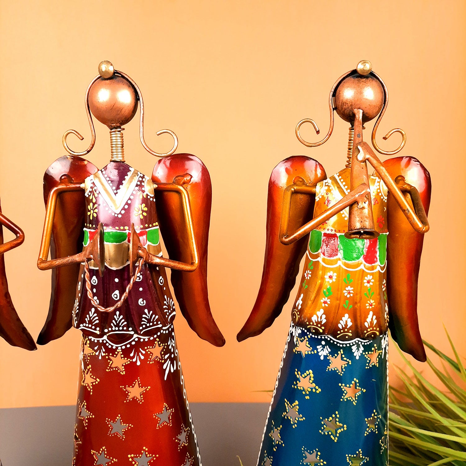 Tealight Holder Cum Decorative Showpiece - Angel Design | T Light Candle Holder - for Table, Shelf, Home, Living Room Decor & Gifts - 13 Inch (Set of 3)