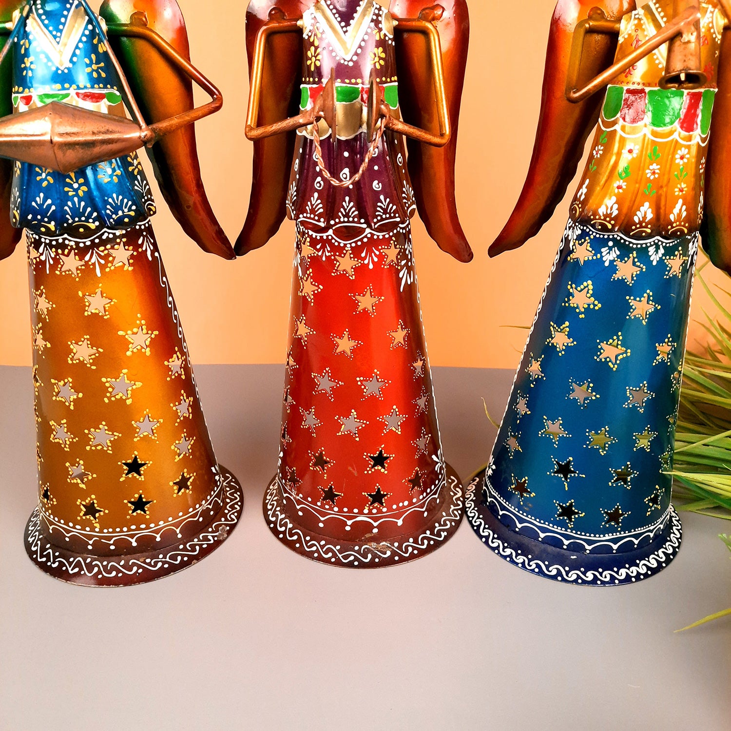 Tealight Holder Cum Decorative Showpiece - Angel Design | T Light Candle Holder - for Table, Shelf, Home, Living Room Decor & Gifts - 13 Inch (Set of 3)