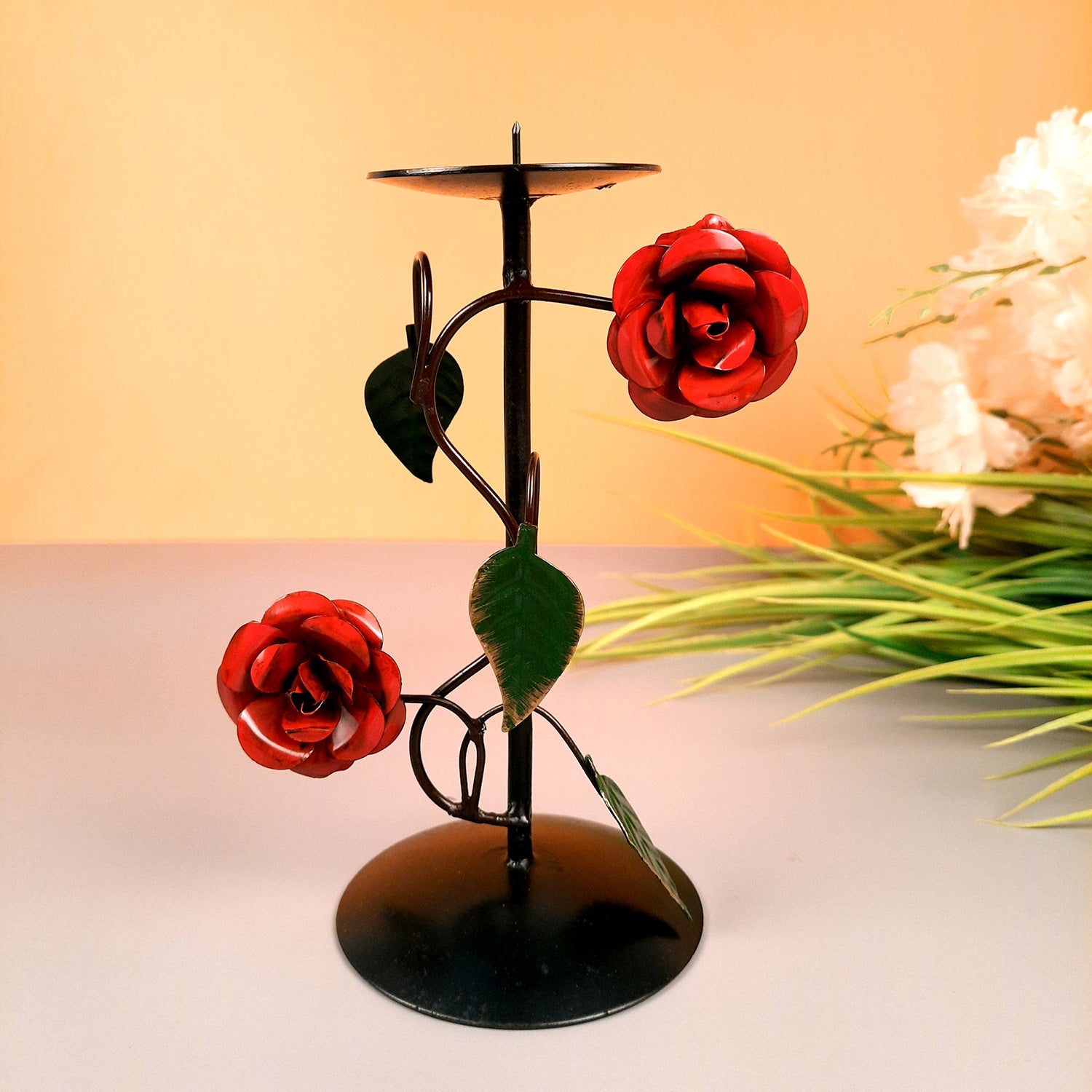 Tea Light Candle Stand | Metal T Light Candle Holder - For Home, Table, Living Room, Kitchen & Shelf Decor - 8 Inch - Apkamart