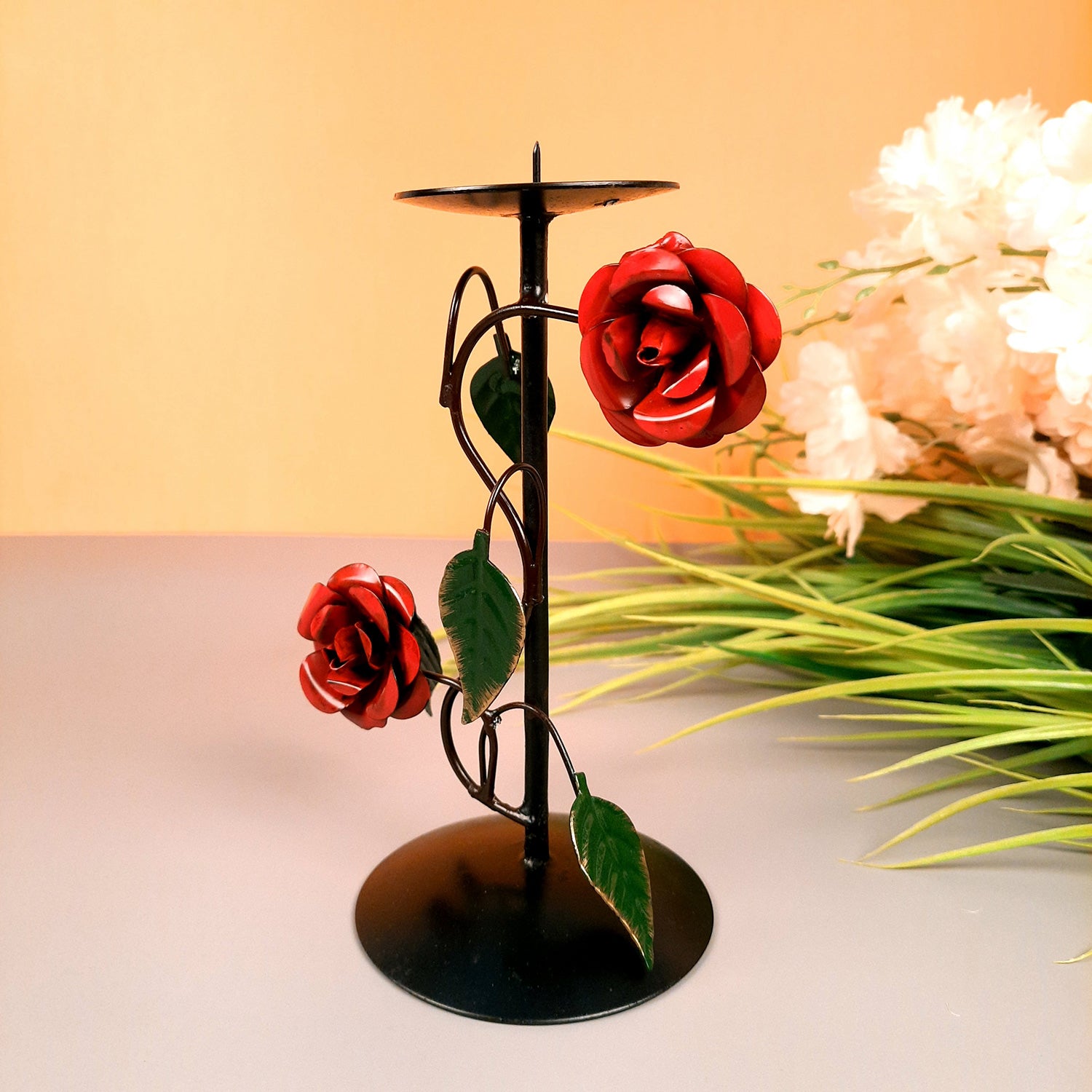 Tea Light Candle Stand | Metal T Light Candle Holder - For Home, Table, Living Room, Kitchen & Shelf Decor - 8 Inch - Apkamart