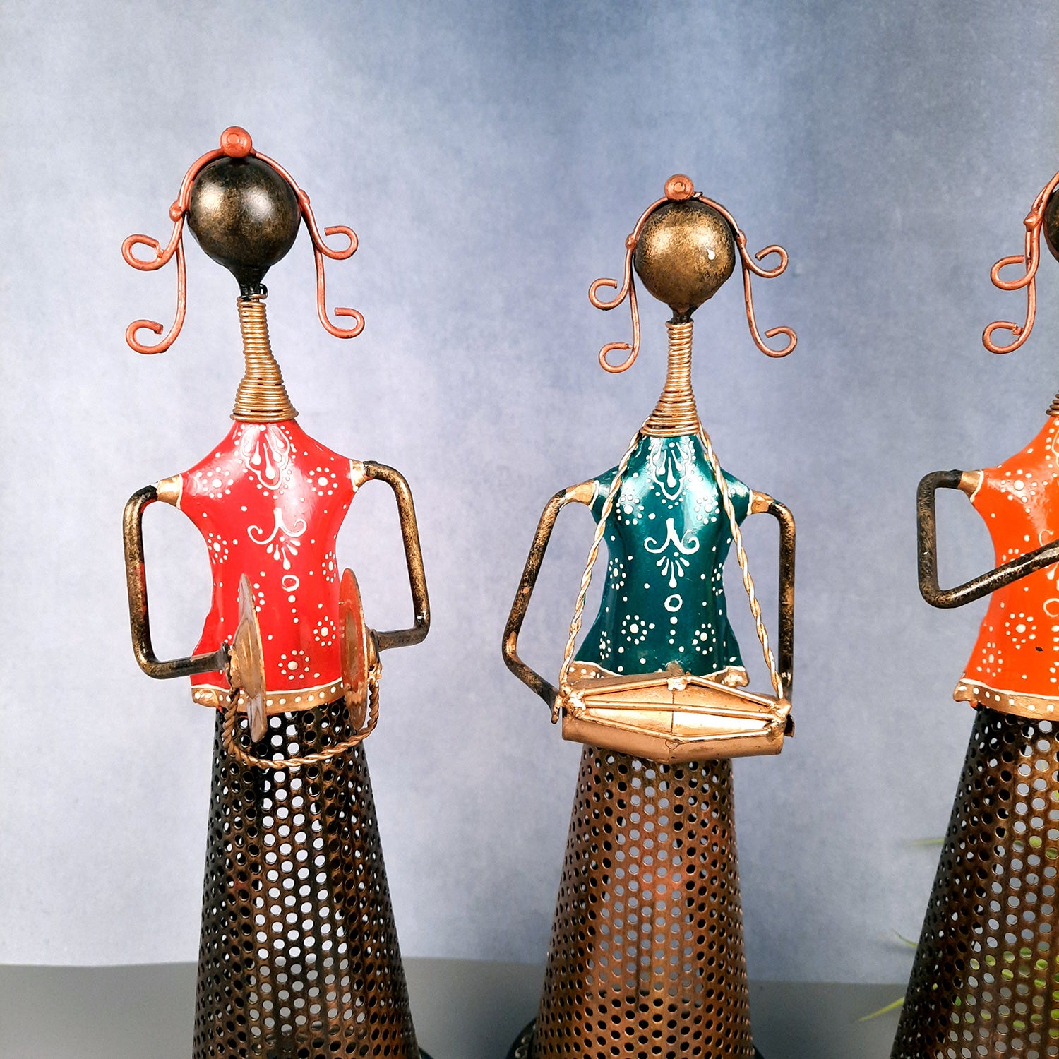 Tealight Holder - Musician Design | T Light Candle Holder - For Table & Shelf Decor - 14 inch (Set of 3) - Apkamart