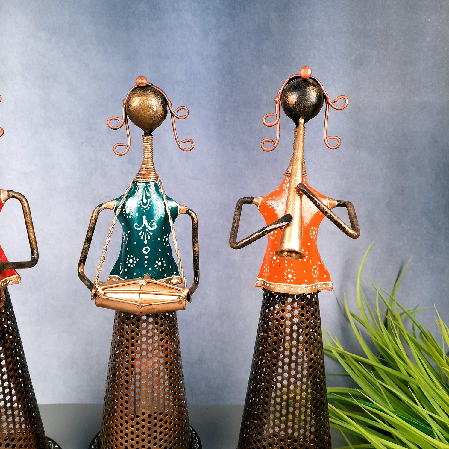 Tealight Holder - Musician Design | T Light Candle Holder - For Table & Shelf Decor - 14 inch (Set of 3) - Apkamart