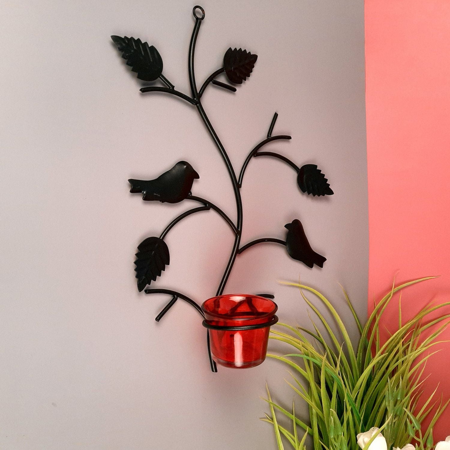 Tea Light Holder Wall Hanging | T Light Candle Stand With 1 Tea Light Holder Cup | Votive Holder - For Home, Wall Decor, Living Room, Hallway & Gifts - 13 Inch - Apkamart