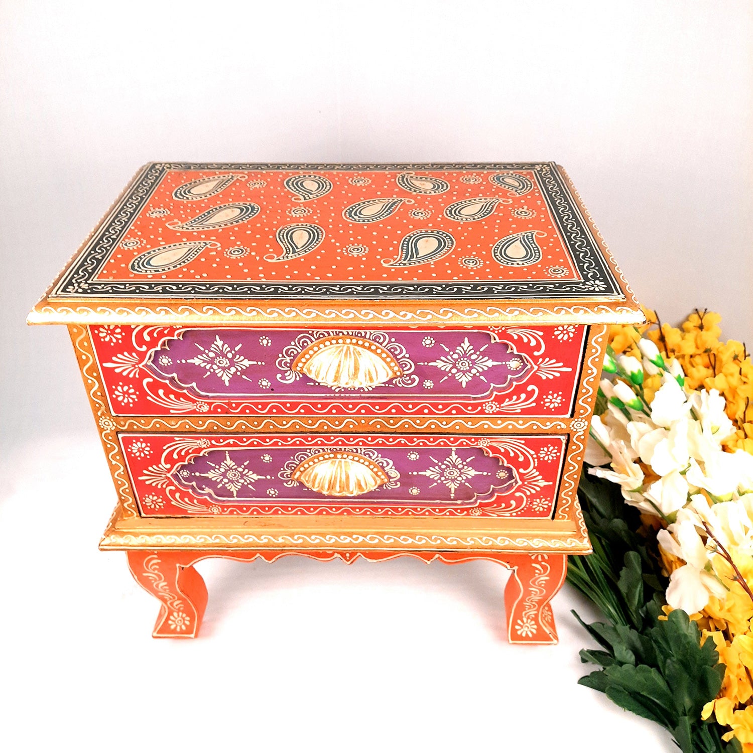 Wooden Table with Drawer Storage | Chest of Drawers - for Living Room, Bedroom, Side Stand Table, Night Stand for Home - 18 Inch - apkamart