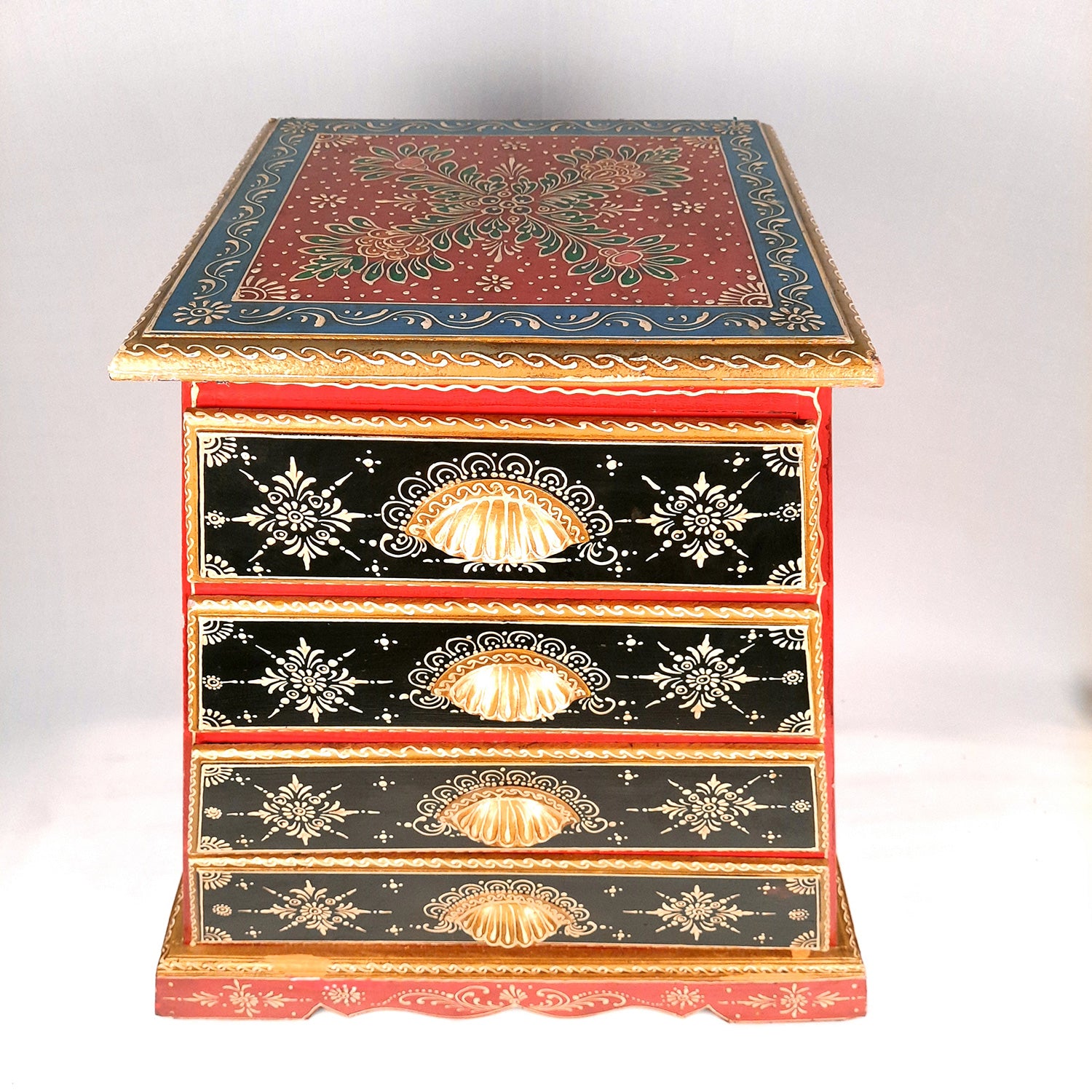 Wooden Drawer Table with 4 Drawer |Side Table Cum Chest of Drawers for Storage - for Bed Side Stand, Night Stand, Home, Living Room, Bedroom - 24 Inch - Apkamart