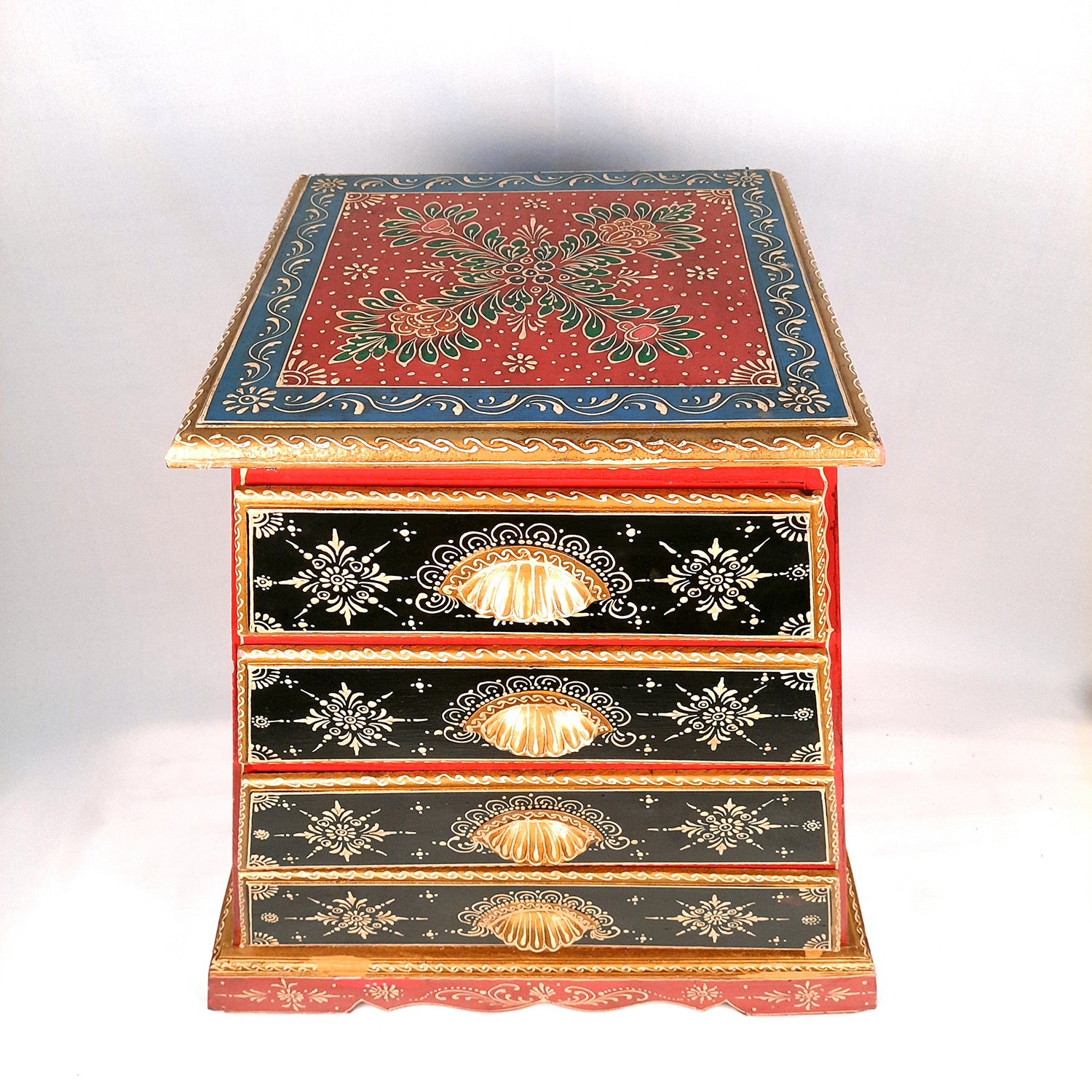 Wooden Drawer Table with 4 Drawer |Side Table Cum Chest of Drawers for Storage - for Bed Side Stand, Night Stand, Home, Living Room, Bedroom - 24 Inch - Apkamart