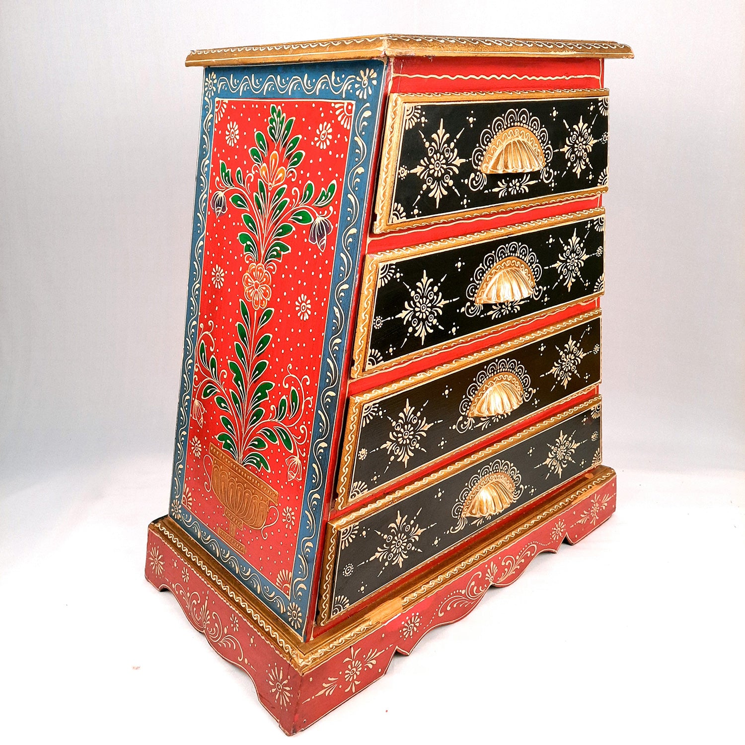 Wooden Drawer Table with 4 Drawer |Side Table Cum Chest of Drawers for Storage - for Bed Side Stand, Night Stand, Home, Living Room, Bedroom - 24 Inch - Apkamart