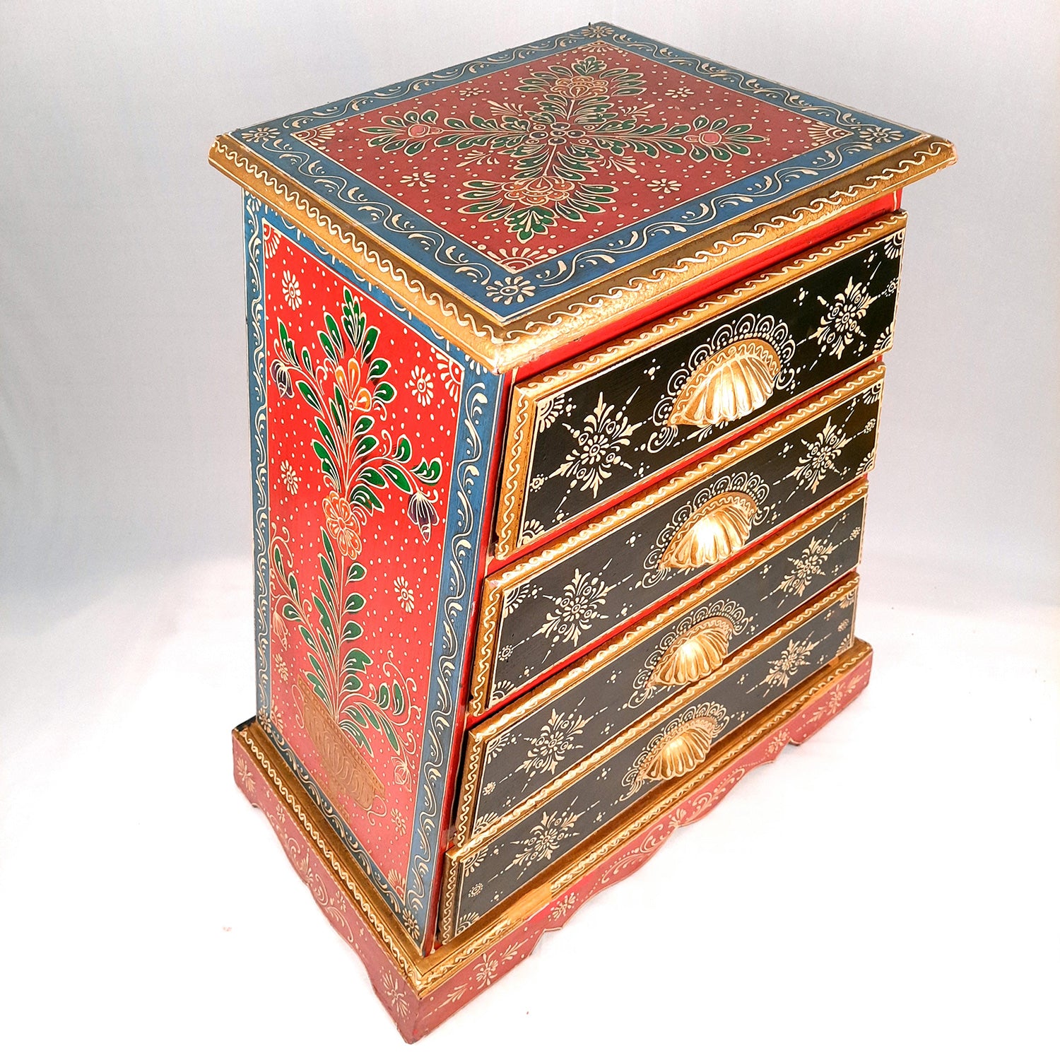 Wooden Drawer Table with 4 Drawer |Side Table Cum Chest of Drawers for Storage - for Bed Side Stand, Night Stand, Home, Living Room, Bedroom - 24 Inch - Apkamart