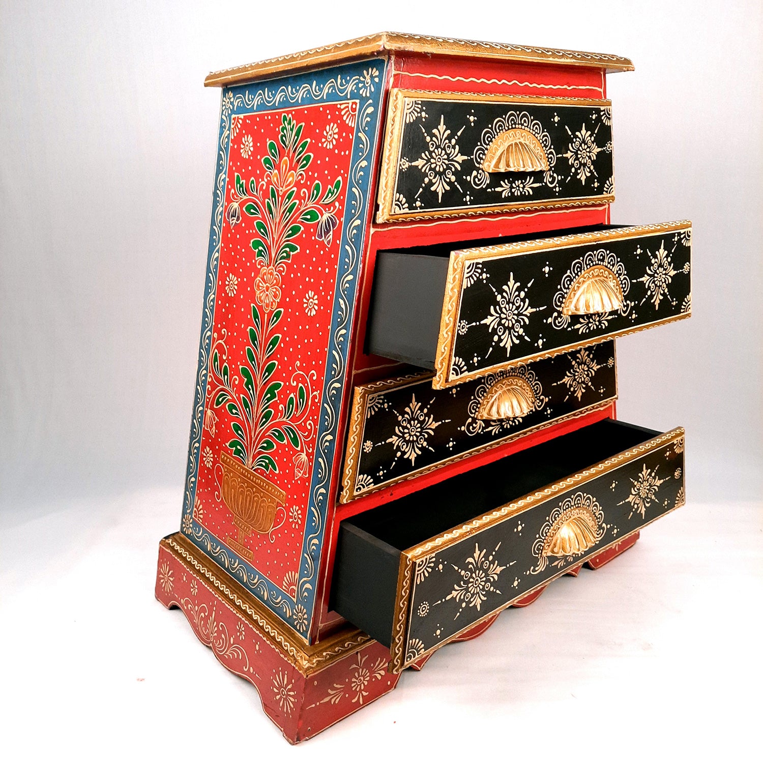 Wooden Drawer Table with 4 Drawer |Side Table Cum Chest of Drawers for Storage - for Bed Side Stand, Night Stand, Home, Living Room, Bedroom - 24 Inch - Apkamart