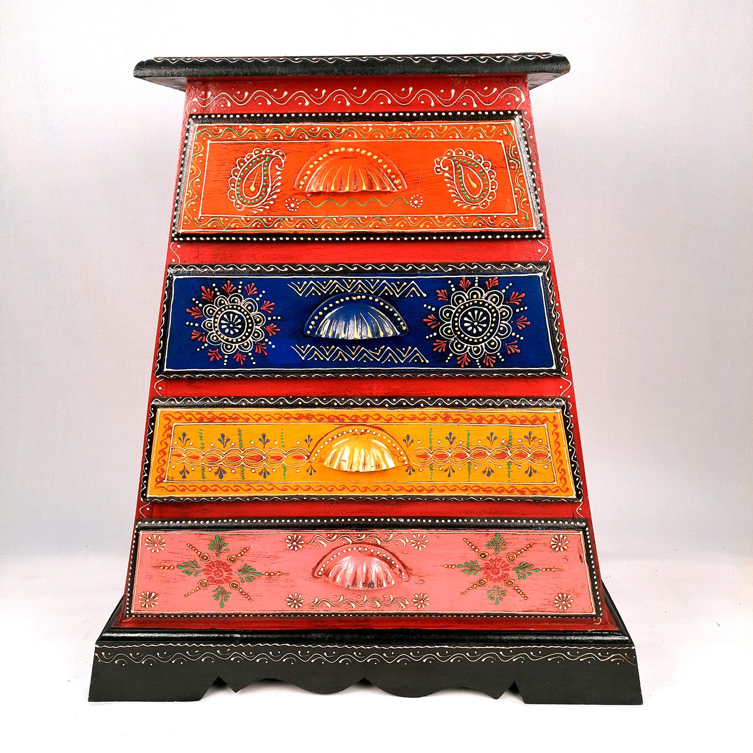 Jewellery Box with 4 Drawers | Handcrafted Jewellery Organizer for Rings, Earrings, Bangles, Watches | Decorative Jewellery Storage Box for Dressing Table - 14 Inch - Apkamart #Style_Design 2