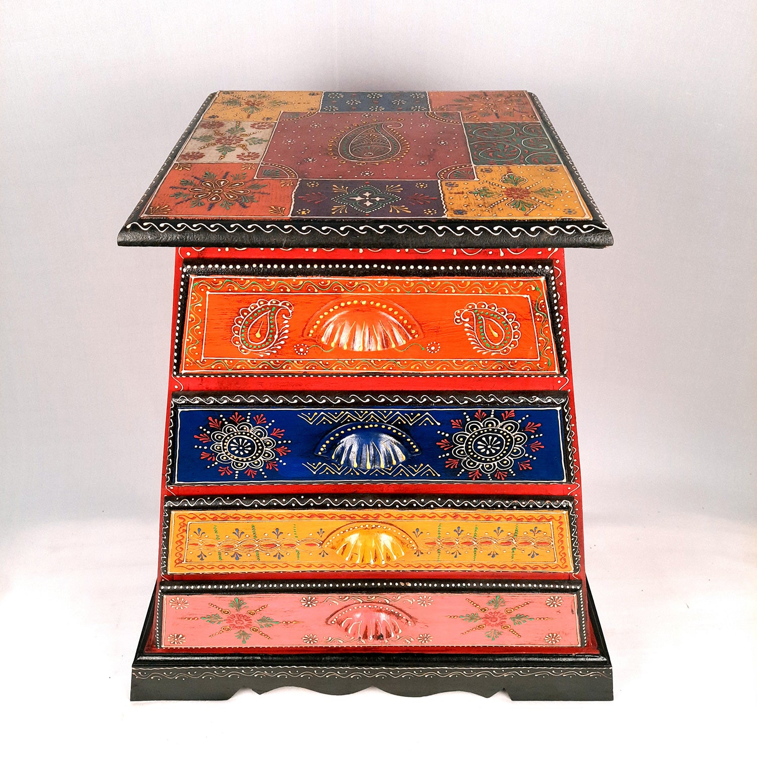 Jewellery Box with 4 Drawers | Handcrafted Jewellery Organizer for Rings, Earrings, Bangles, Watches | Decorative Jewellery Storage Box for Dressing Table - 14 Inch - Apkamart #Style_Design 2