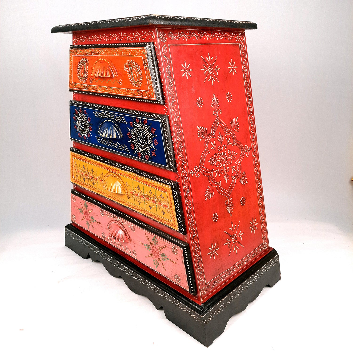 Jewellery Box with 4 Drawers | Handcrafted Jewellery Organizer for Rings, Earrings, Bangles, Watches | Decorative Jewellery Storage Box for Dressing Table - 14 Inch - Apkamart #Style_Design 2