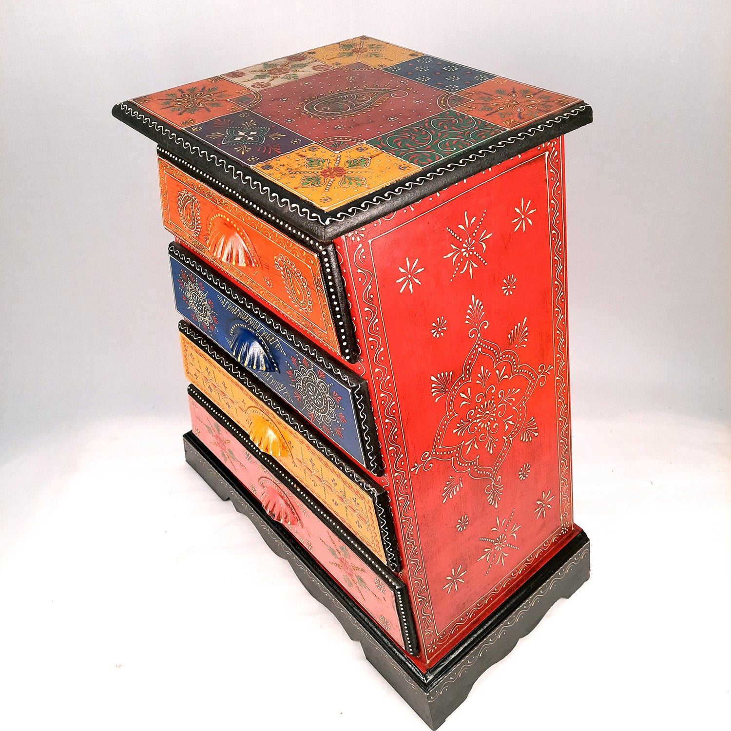 Jewellery Box with 4 Drawers | Handcrafted Jewellery Organizer for Rings, Earrings, Bangles, Watches | Decorative Jewellery Storage Box for Dressing Table - 14 Inch - Apkamart #Style_Design 2