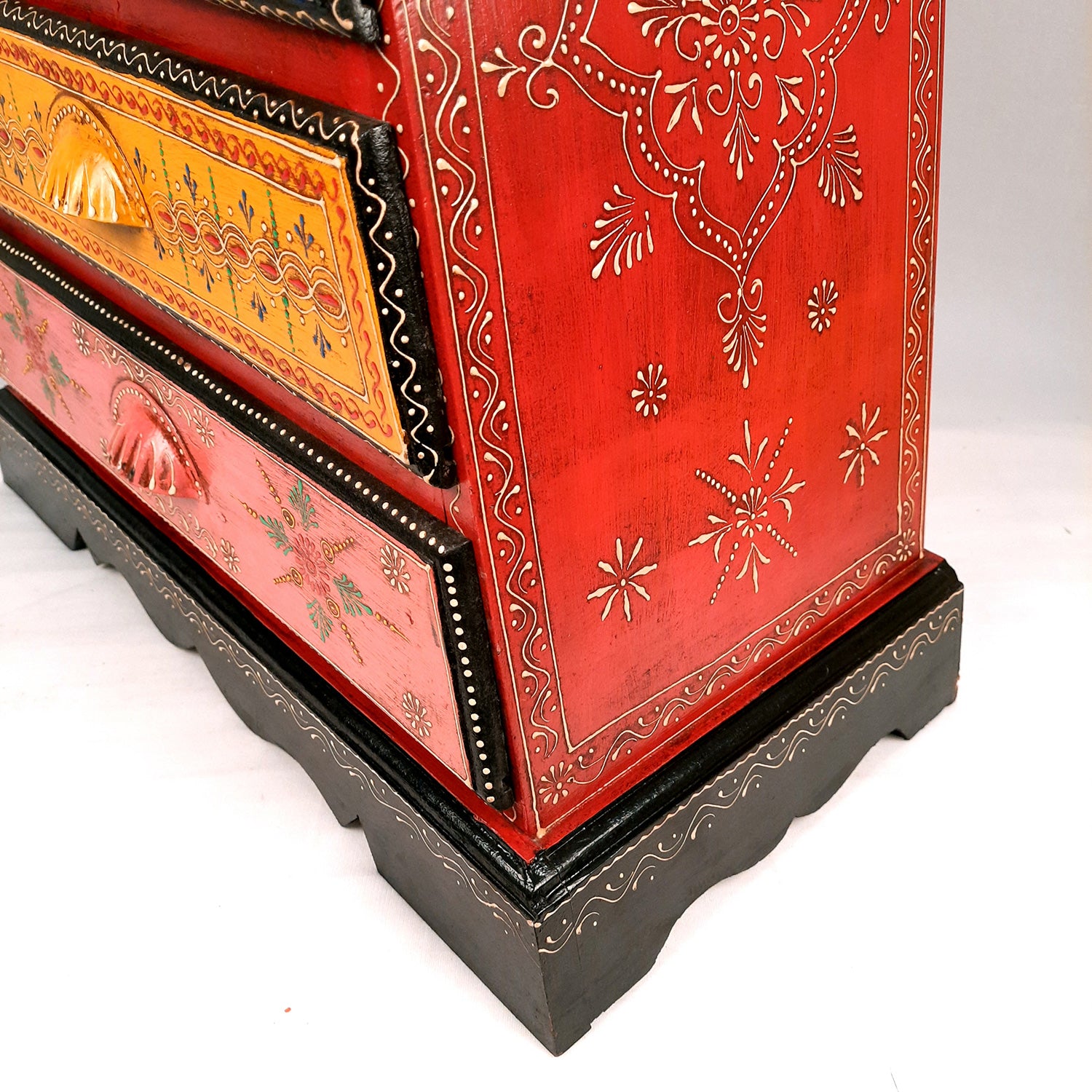 Jewellery Box with 4 Drawers | Handcrafted Jewellery Organizer for Rings, Earrings, Bangles, Watches | Decorative Jewellery Storage Box for Dressing Table - 14 Inch - Apkamart #Style_Design 2