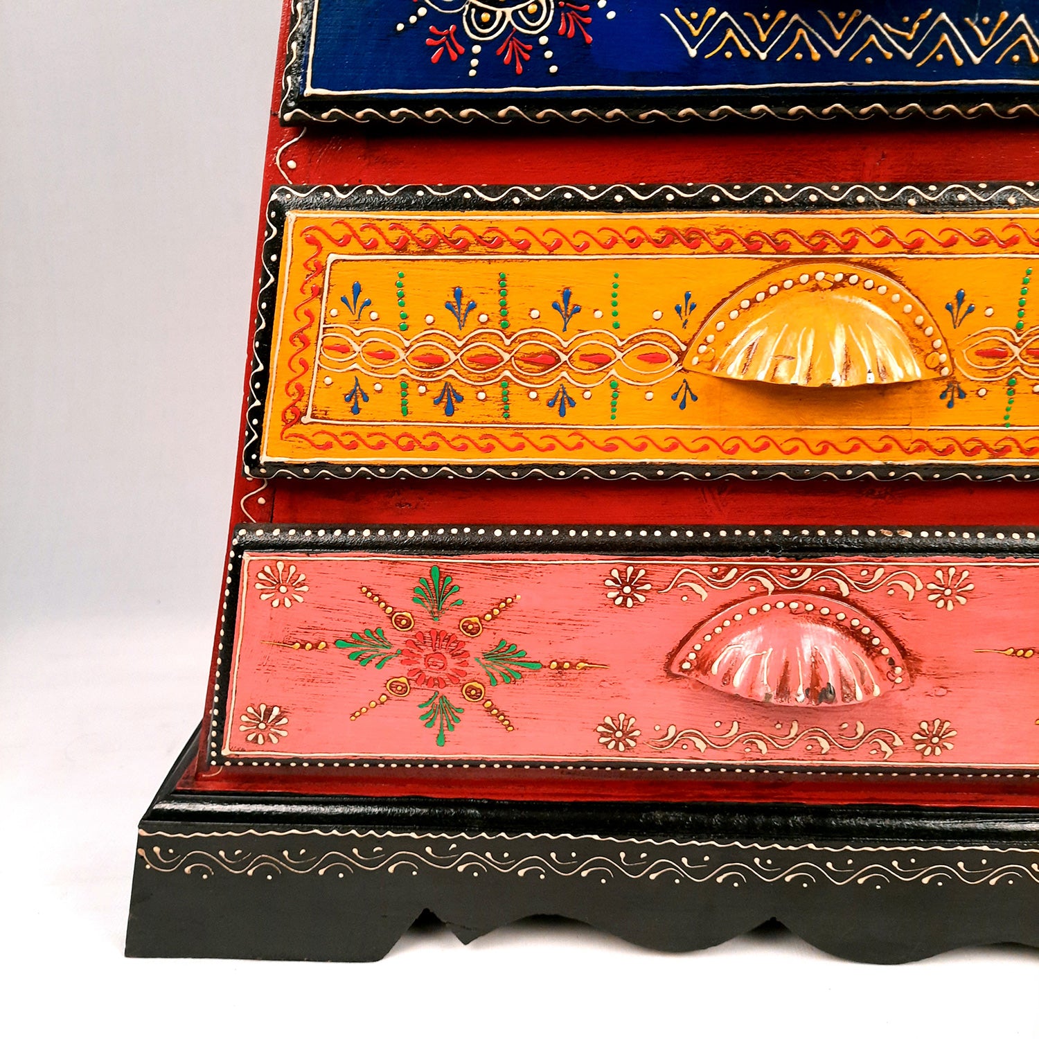 Jewellery Box with 4 Drawers | Handcrafted Jewellery Organizer for Rings, Earrings, Bangles, Watches | Decorative Jewellery Storage Box for Dressing Table - 14 Inch - Apkamart #Style_Design 2