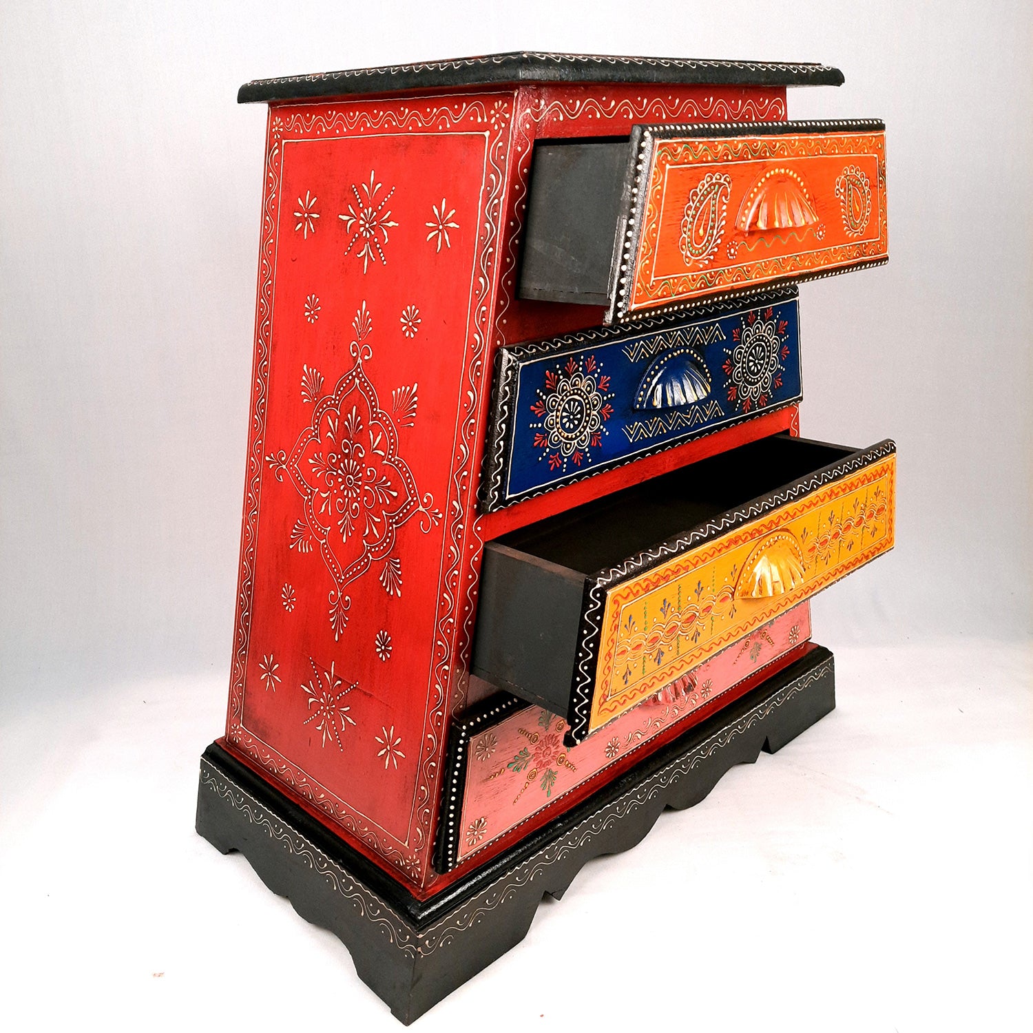 Jewellery Box with 4 Drawers | Handcrafted Jewellery Organizer for Rings, Earrings, Bangles, Watches | Decorative Jewellery Storage Box for Dressing Table - 14 Inch - Apkamart #Style_Design 2