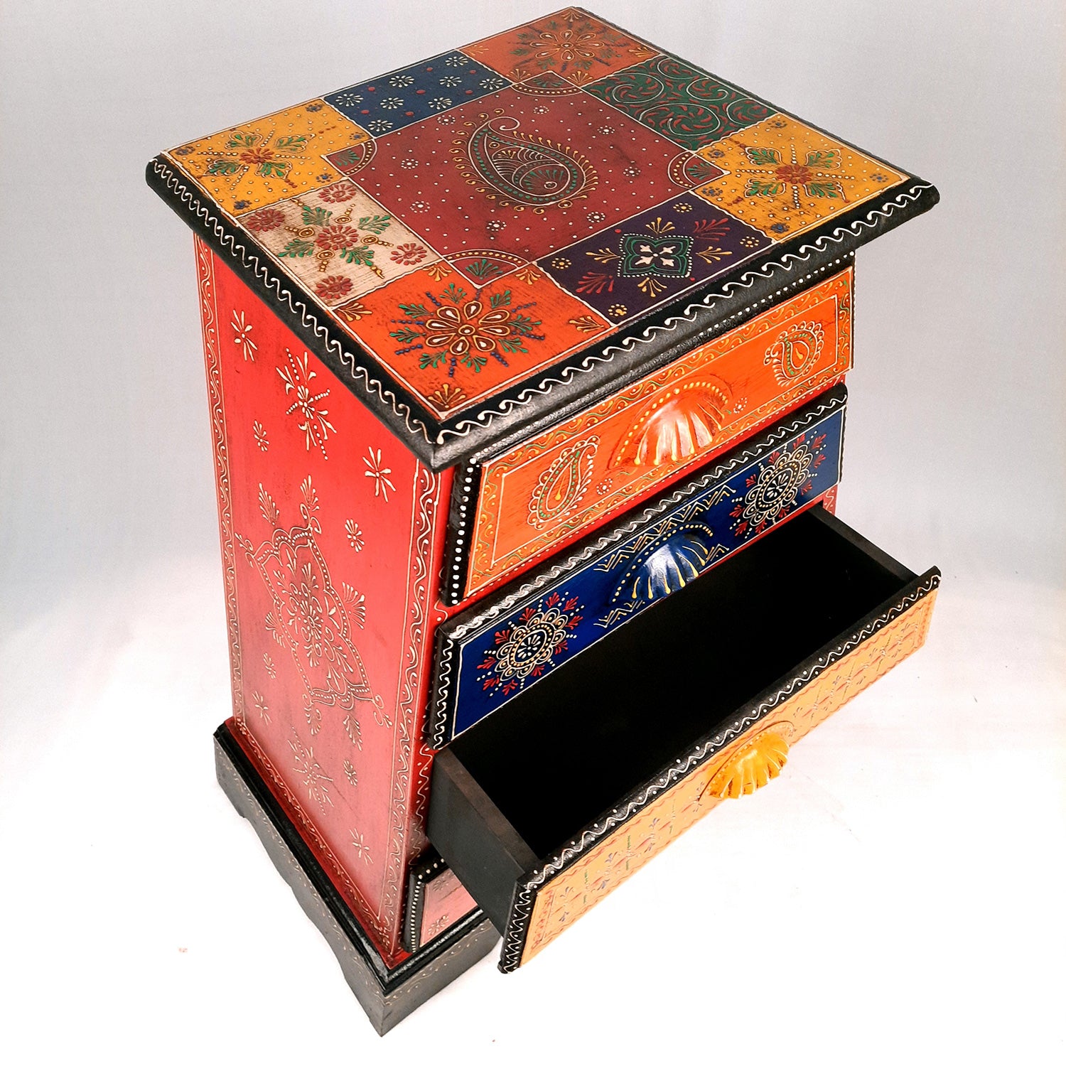 Jewellery Box with 4 Drawers | Handcrafted Jewellery Organizer for Rings, Earrings, Bangles, Watches | Decorative Jewellery Storage Box for Dressing Table - 14 Inch - Apkamart #Style_Design 2