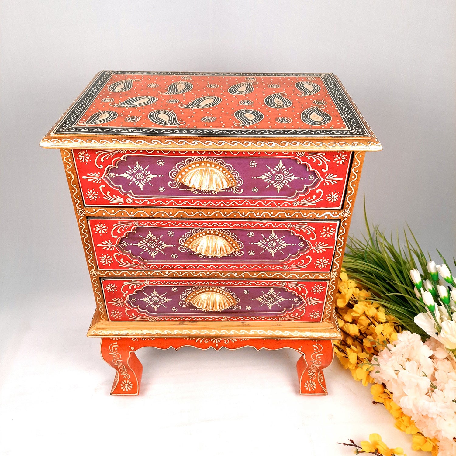 Bedside Table with 3 Drawer |Side Table Cum Chest of Drawers for Storage - for Bed Side Stand, Night Stand, Home, Living Room, Bedroom - 24 Inch - Apkamart