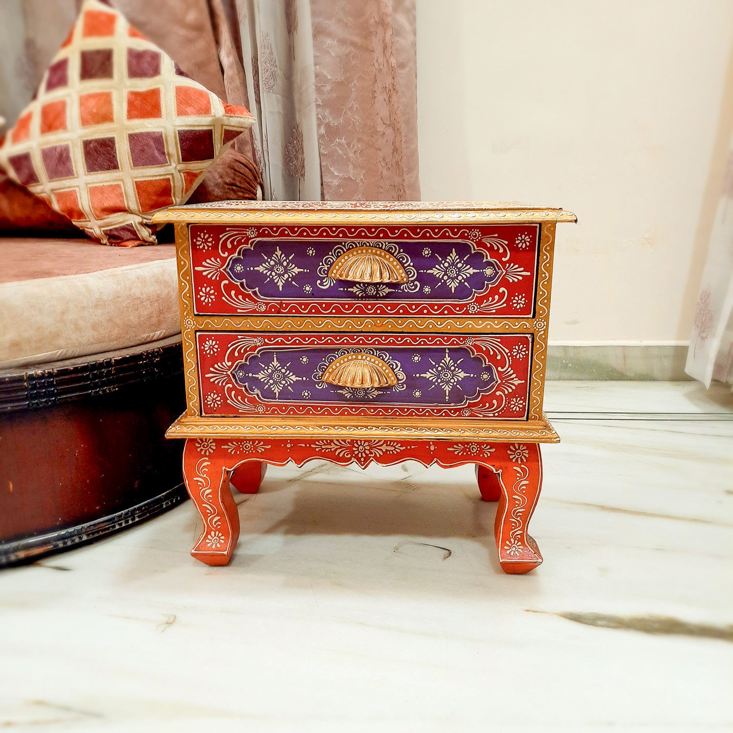 Wooden Table with Drawer Storage | Chest of Drawers - for Living Room, Bedroom, Side Stand Table, Night Stand for Home - 18 Inch - apkamart