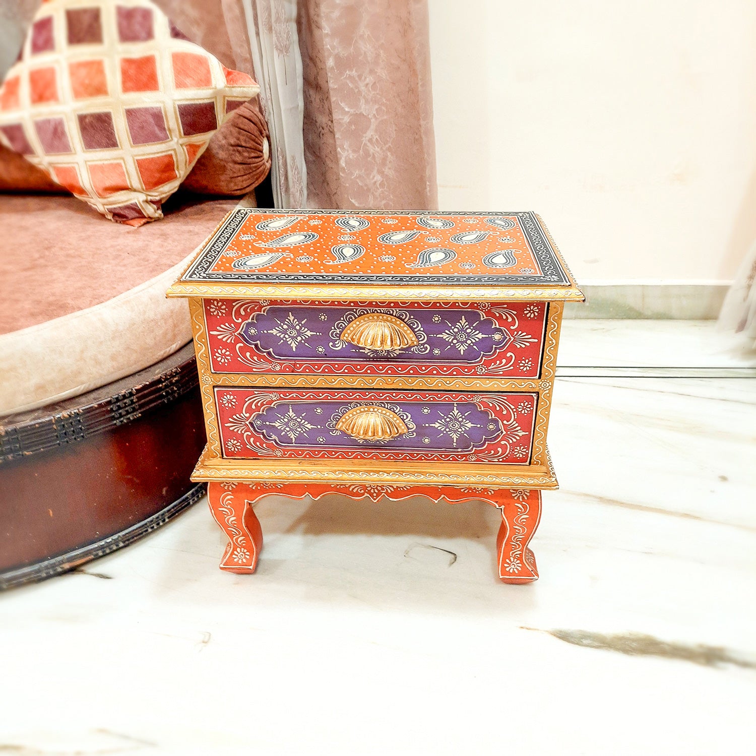 Wooden Table with Drawer Storage | Chest of Drawers - for Living Room, Bedroom, Side Stand Table, Night Stand for Home - 18 Inch - apkamart