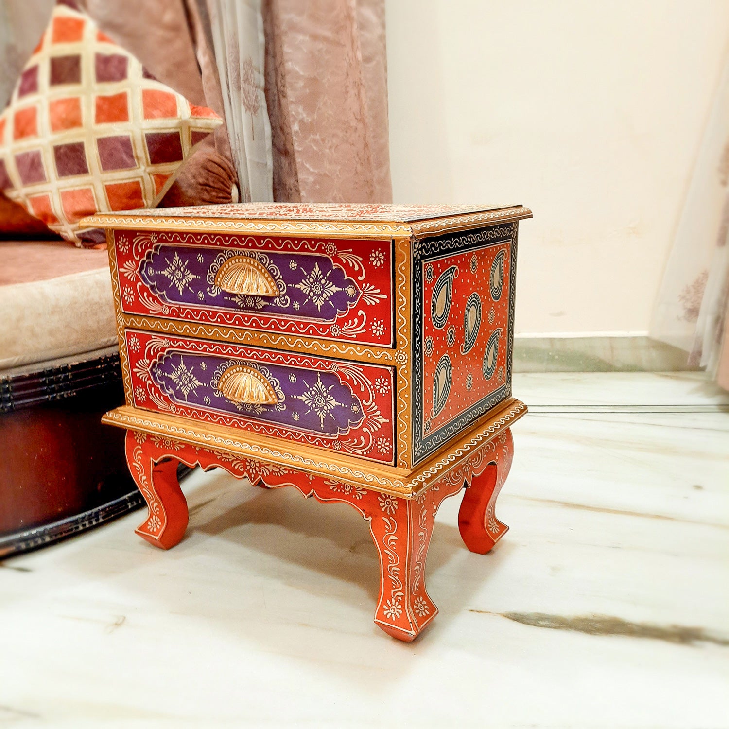 Wooden Table with Drawer Storage | Chest of Drawers - for Living Room, Bedroom, Side Stand Table, Night Stand for Home - 18 Inch - apkamart