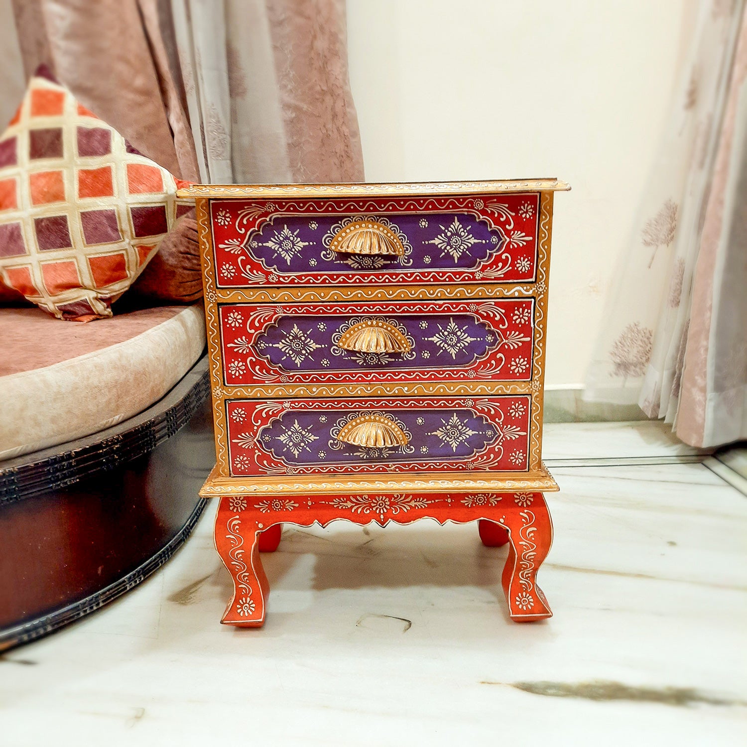 Bedside Table with 3 Drawer |Side Table Cum Chest of Drawers for Storage - for Bed Side Stand, Night Stand, Home, Living Room, Bedroom - 24 Inch - Apkamart