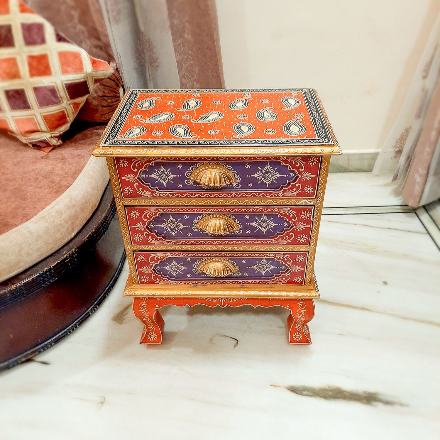 Bedside Table with 3 Drawer |Side Table Cum Chest of Drawers for Storage - for Bed Side Stand, Night Stand, Home, Living Room, Bedroom - 24 Inch - Apkamart