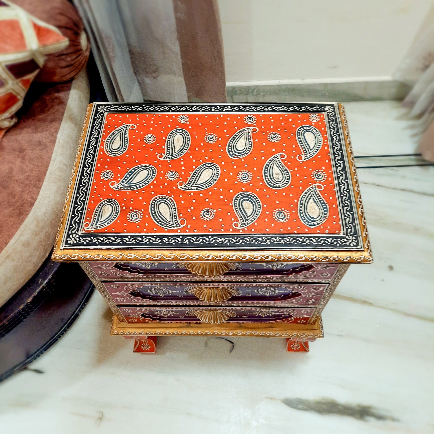 Bedside Table with 3 Drawer |Side Table Cum Chest of Drawers for Storage - for Bed Side Stand, Night Stand, Home, Living Room, Bedroom - 24 Inch - Apkamart