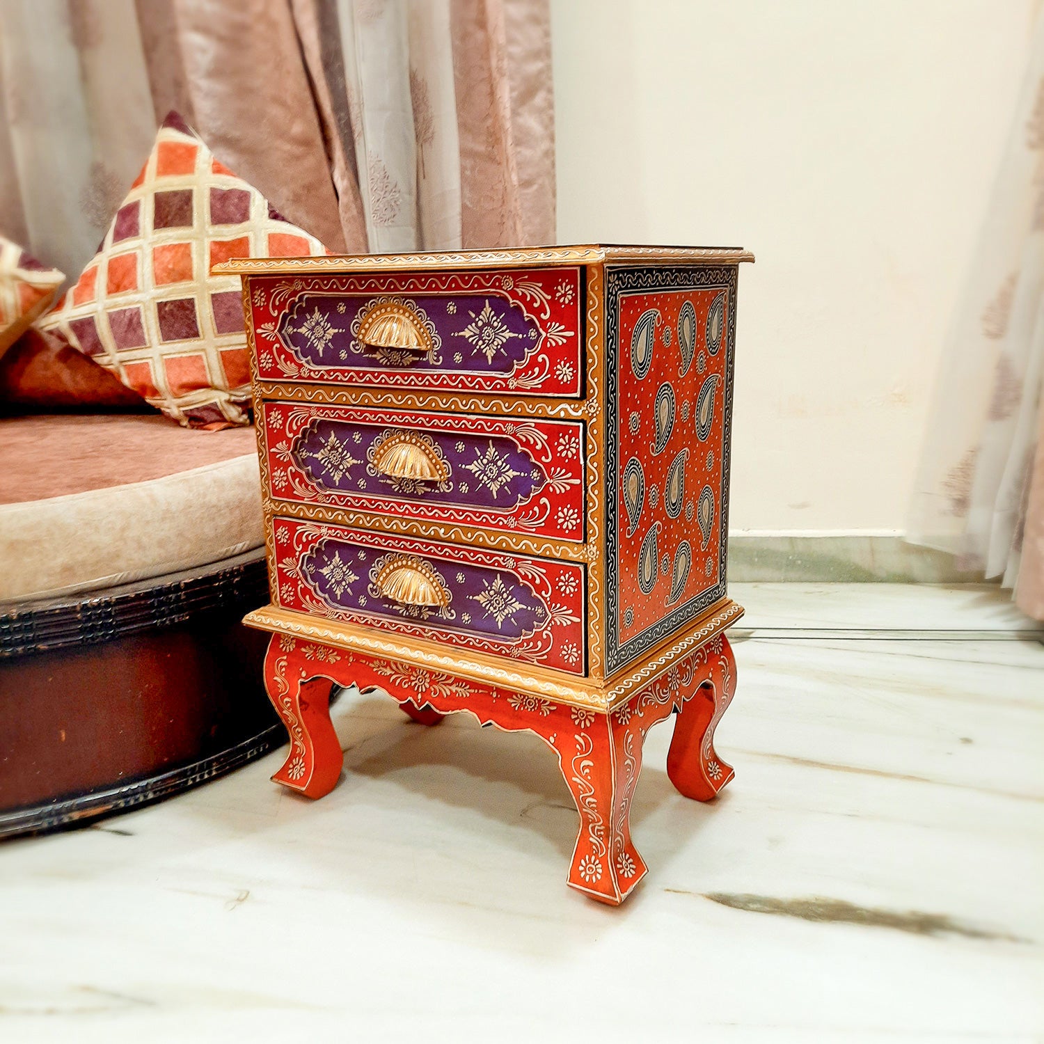 Bedside Table with 3 Drawer |Side Table Cum Chest of Drawers for Storage - for Bed Side Stand, Night Stand, Home, Living Room, Bedroom - 24 Inch - Apkamart