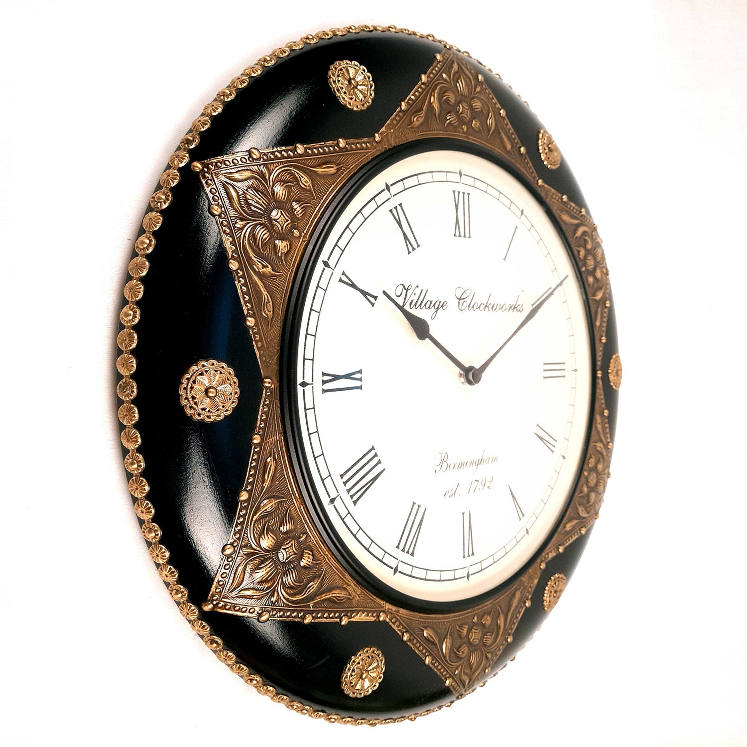 Wall Clock Vintage for Living Room | Wall Mount Clock With Premium Wood Finish & Brass Work - For Home, Office, Bedroom, Hall Decor | Wedding & Housewarming Gift - 18 Inch - Apkamart #Style_Design 2