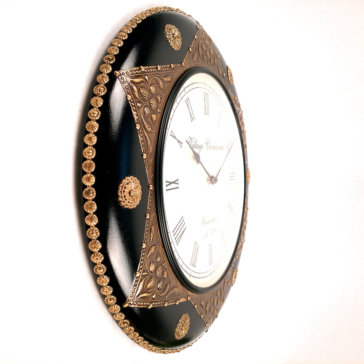 Wall Clock Vintage for Living Room | Wall Mount Clock With Premium Wood Finish & Brass Work - For Home, Office, Bedroom, Hall Decor | Wedding & Housewarming Gift - 18 Inch - Apkamart #Style_Design 2