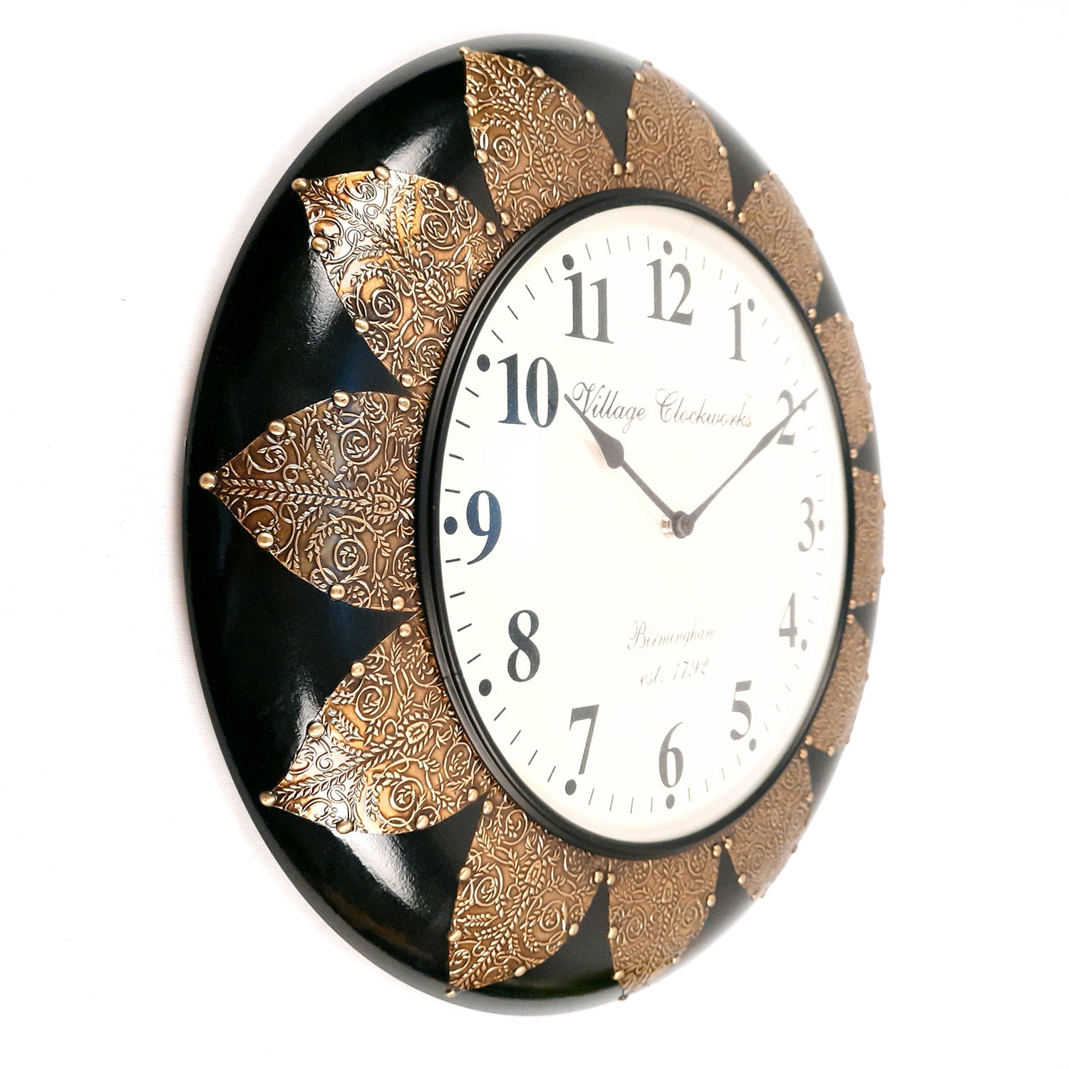 Wall Clock Wooden | Antique Clock With Premium Wood Finish & Brass Work - For Home, Living Room, Bedroom, Office & Hall Decoration | Wedding & Housewarming Gift - 18 Inch - Apkamart #Style_Design 2