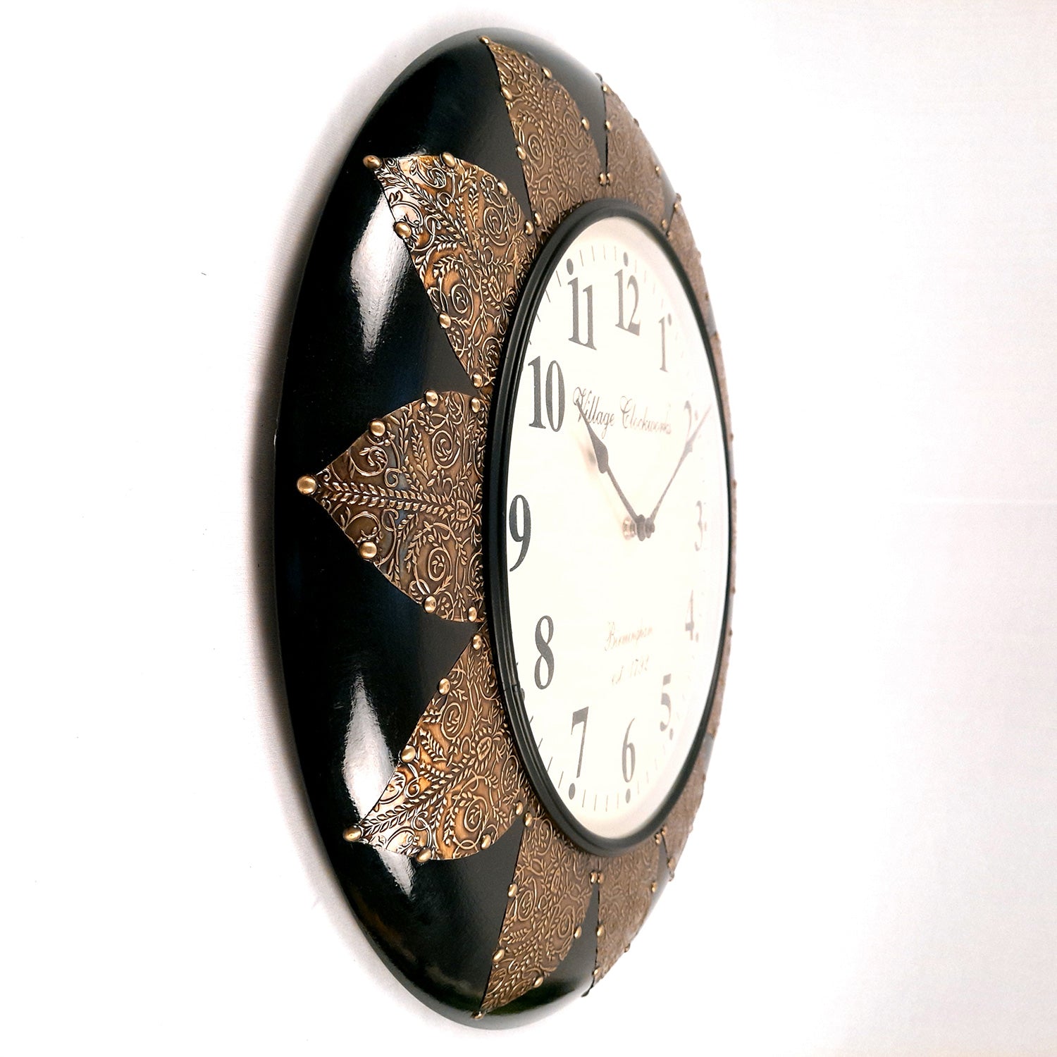 Wall Clock Wooden | Antique Clock With Premium Wood Finish & Brass Work - For Home, Living Room, Bedroom, Office & Hall Decoration | Wedding & Housewarming Gift - 18 Inch - Apkamart #Style_Design 2