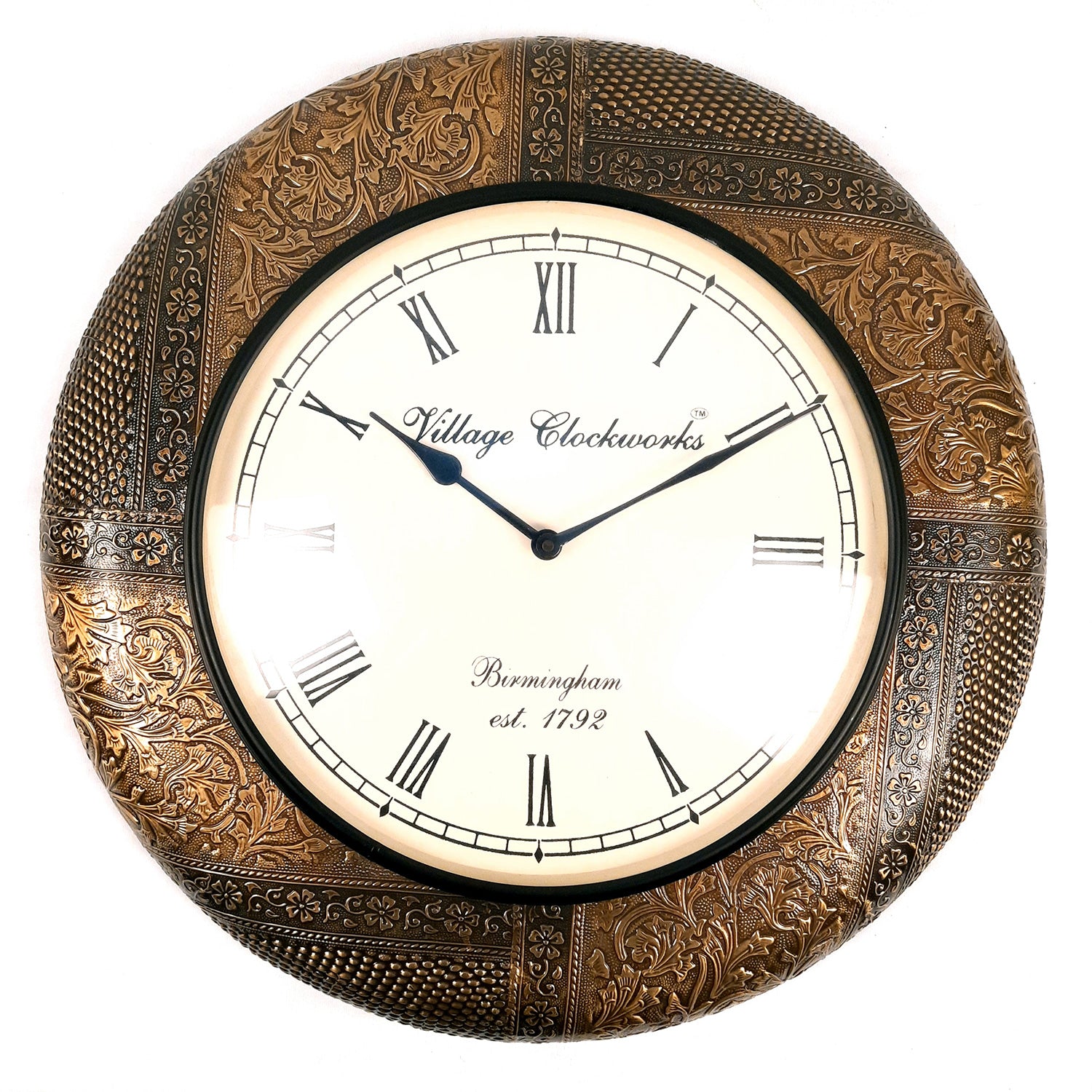 Wall Clock Vintage for Living Room | Wall Mount Clock Antique With Wood & Brass - For Home, Office, Bedroom, Hall Decor & Gifts | Wedding & Housewarming Gift -18 Inch