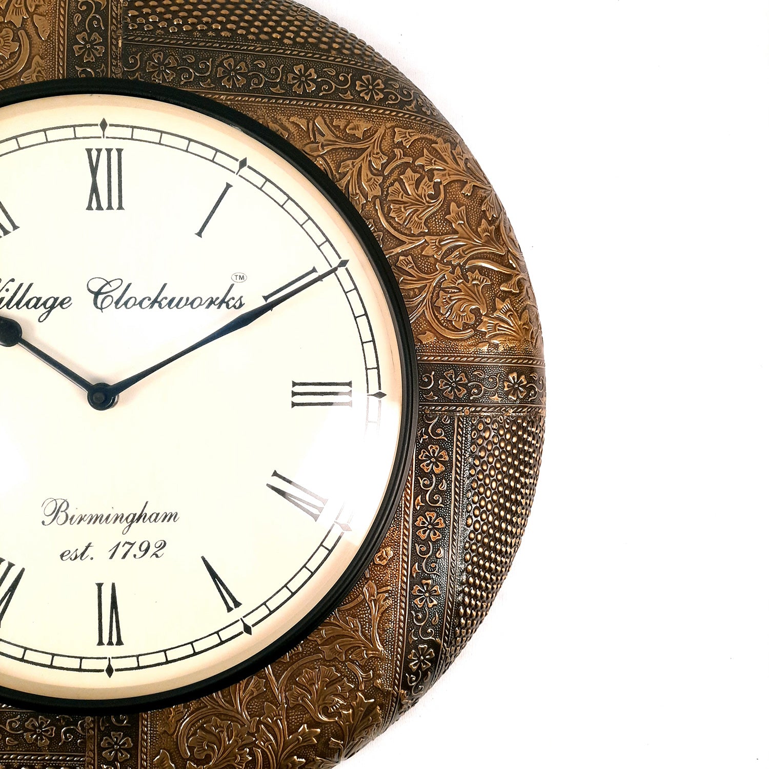 Wall Clock Vintage for Living Room | Wall Mount Clock Antique With Wood & Brass - For Home, Office, Bedroom, Hall Decor & Gifts | Wedding & Housewarming Gift -18 Inch