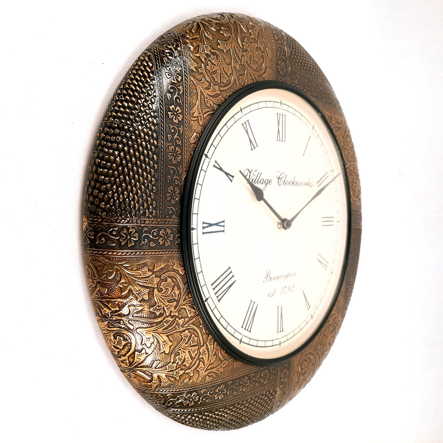 Wall Clock Vintage for Living Room | Wall Mount Clock Antique With Wood & Brass - For Home, Office, Bedroom, Hall Decor & Gifts | Wedding & Housewarming Gift -18 Inch