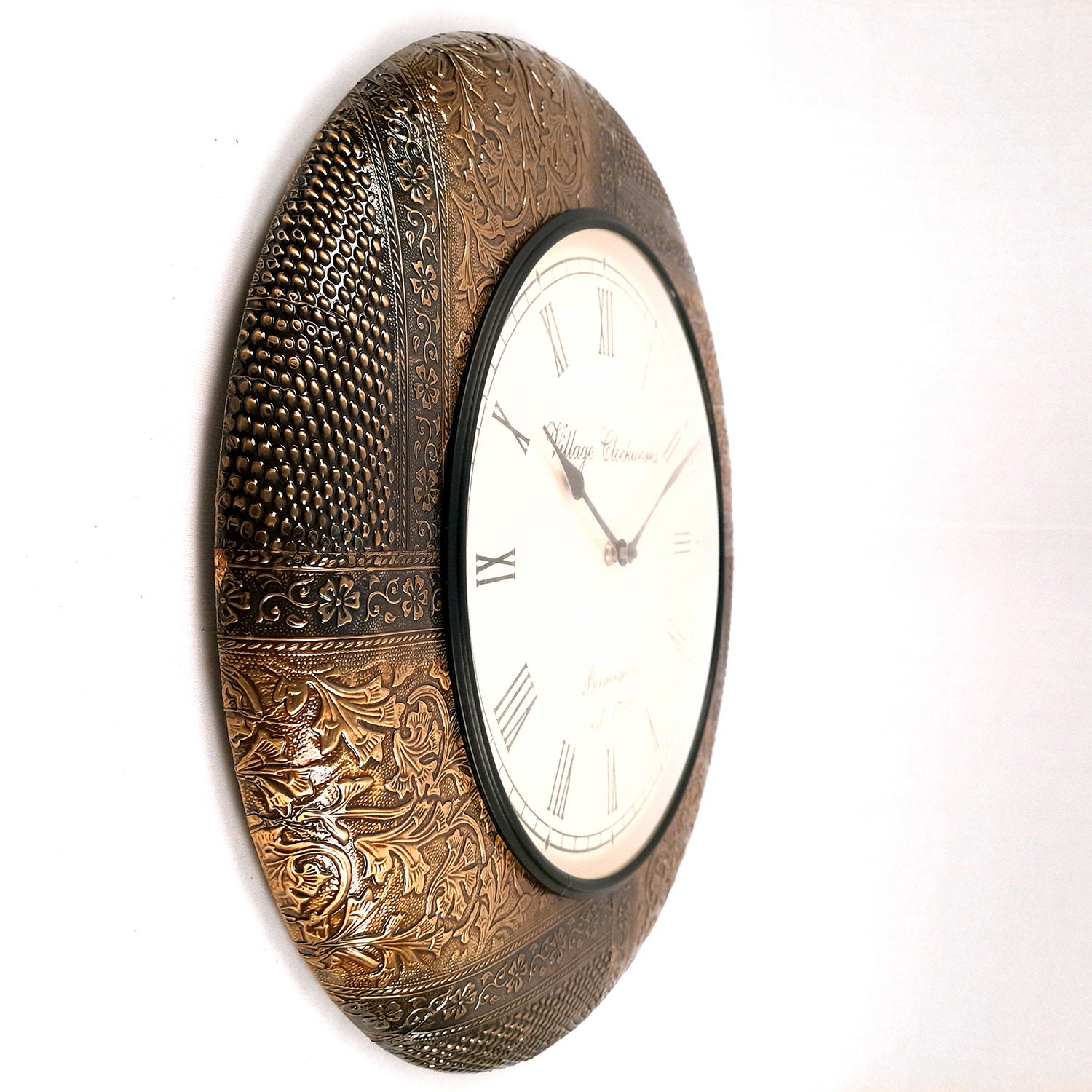 Wall Clock Vintage for Living Room | Wall Mount Clock Antique With Wood & Brass - For Home, Office, Bedroom, Hall Decor & Gifts | Wedding & Housewarming Gift -18 Inch