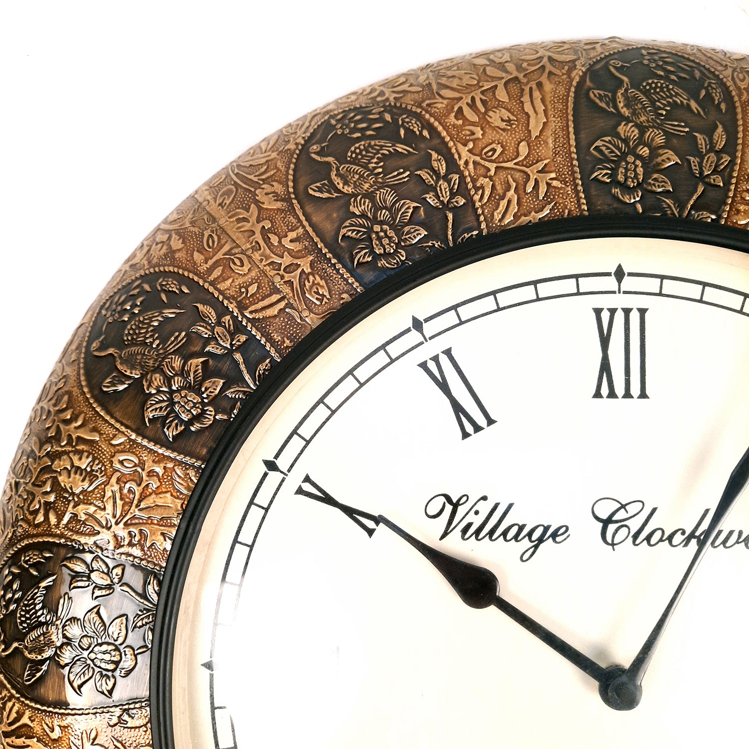 Wall Clock Hanging | Analogue Clock Antique With Wooden & Brass Finish - For Home, Living Room, Bedroom, Hall Decor | Wedding & Housewarming Gift - 18 Inch - Apkamart