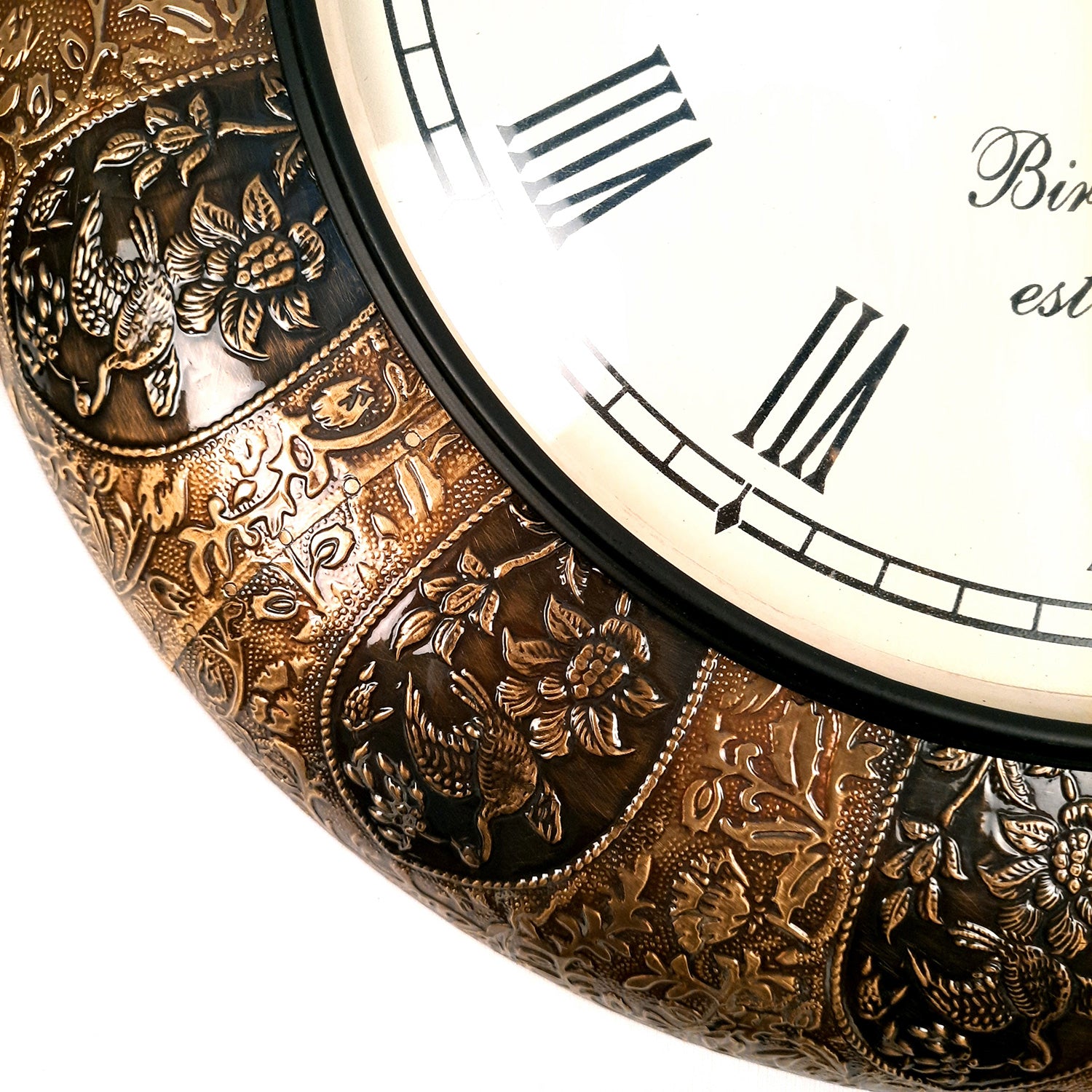 Wall Clock Hanging | Analogue Clock Antique With Wooden & Brass Finish - For Home, Living Room, Bedroom, Hall Decor | Wedding & Housewarming Gift - 18 Inch - Apkamart