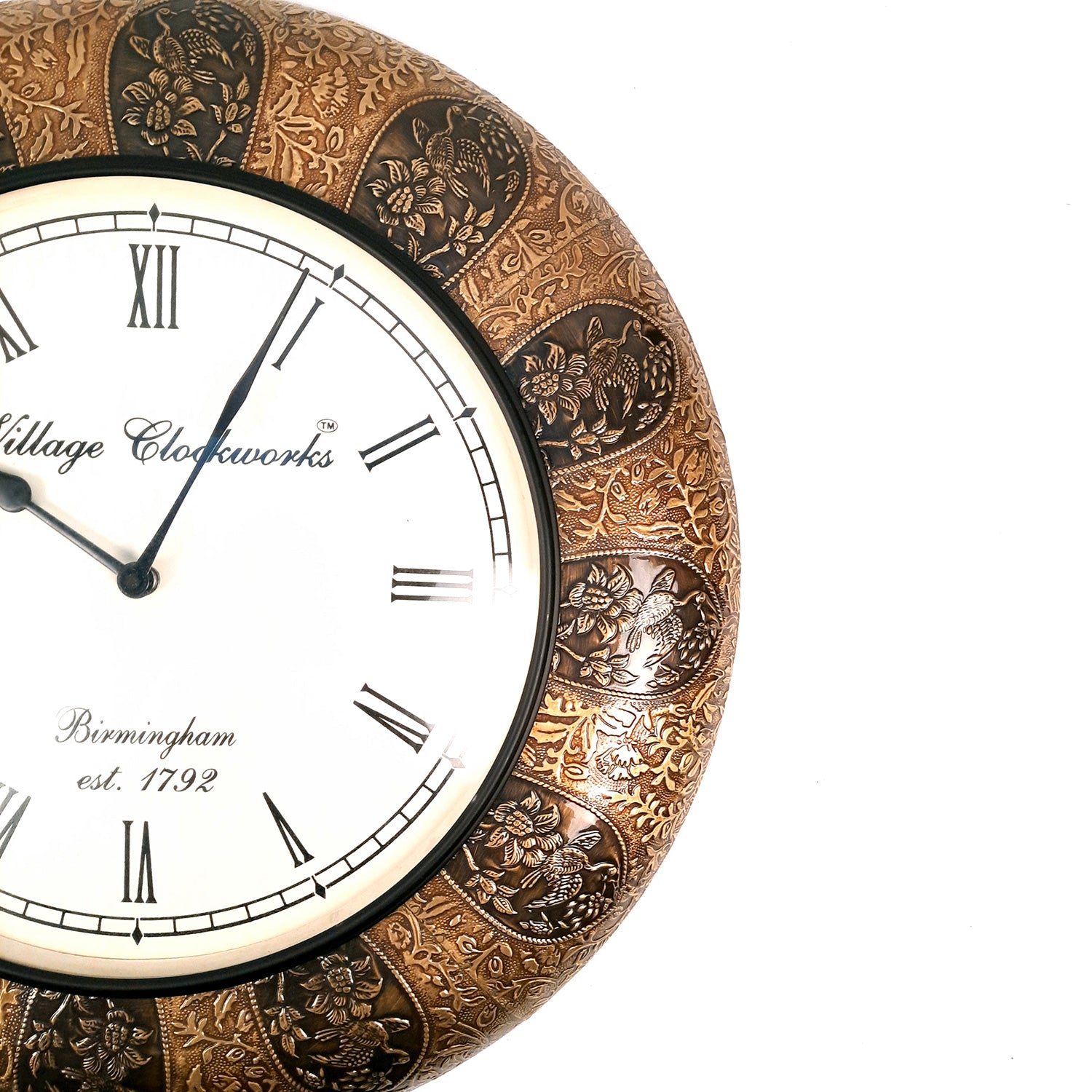 Wall Clock Hanging | Analogue Clock Antique With Wooden & Brass Finish - For Home, Living Room, Bedroom, Hall Decor | Wedding & Housewarming Gift - 18 Inch - Apkamart